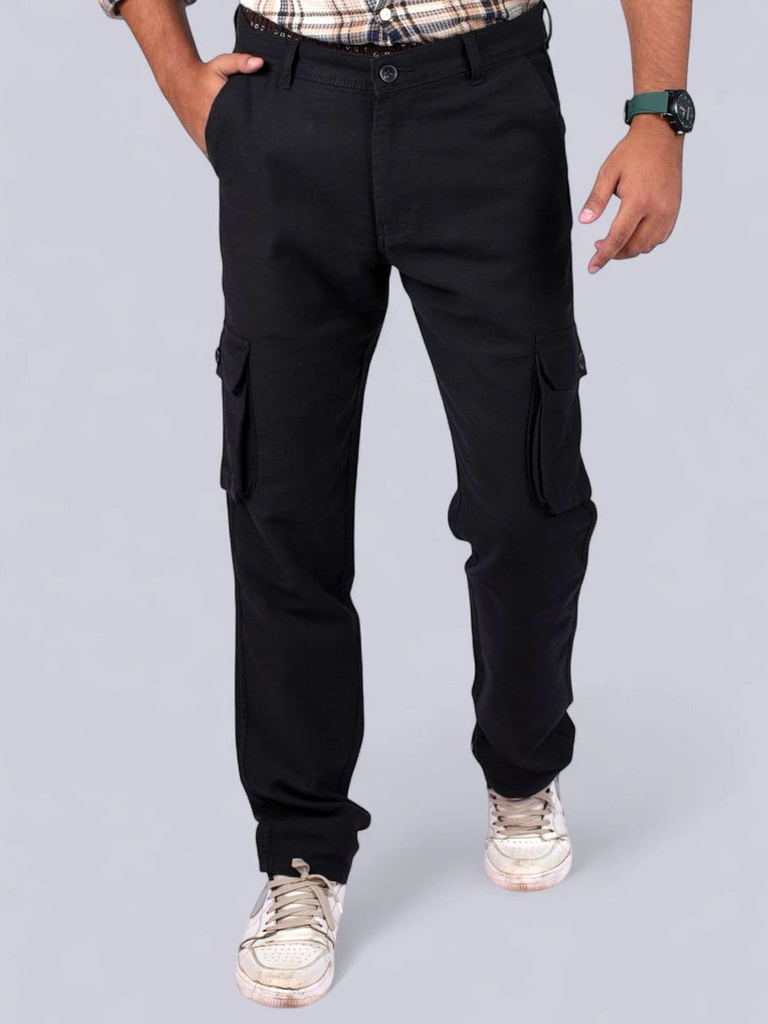 Plounge Men Jean Regular Fit Mid-Rise Stretchable Cargo Jeans - view 1