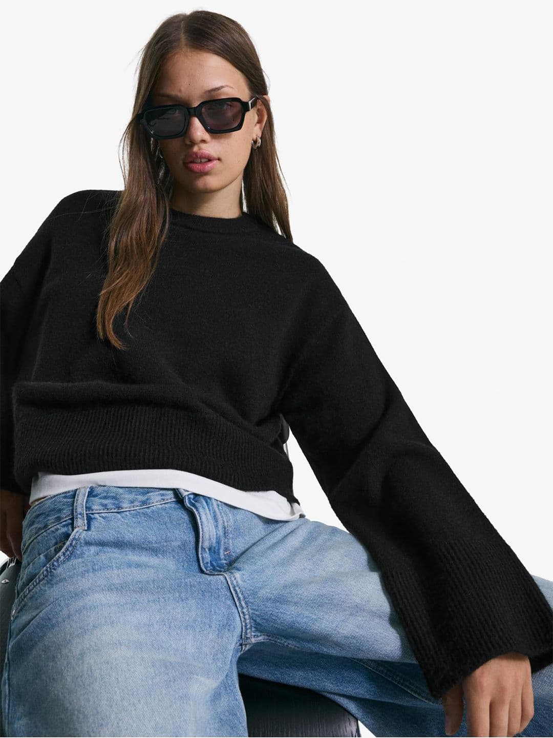 Bershka Oversize sweater with ribbed hem - view 1