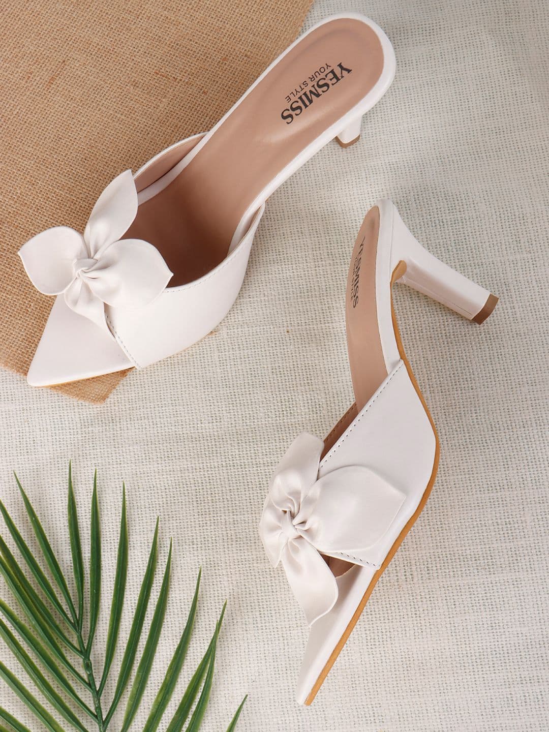 Yesmiss Women Embellished Stiletto Mules with Bows - view 1