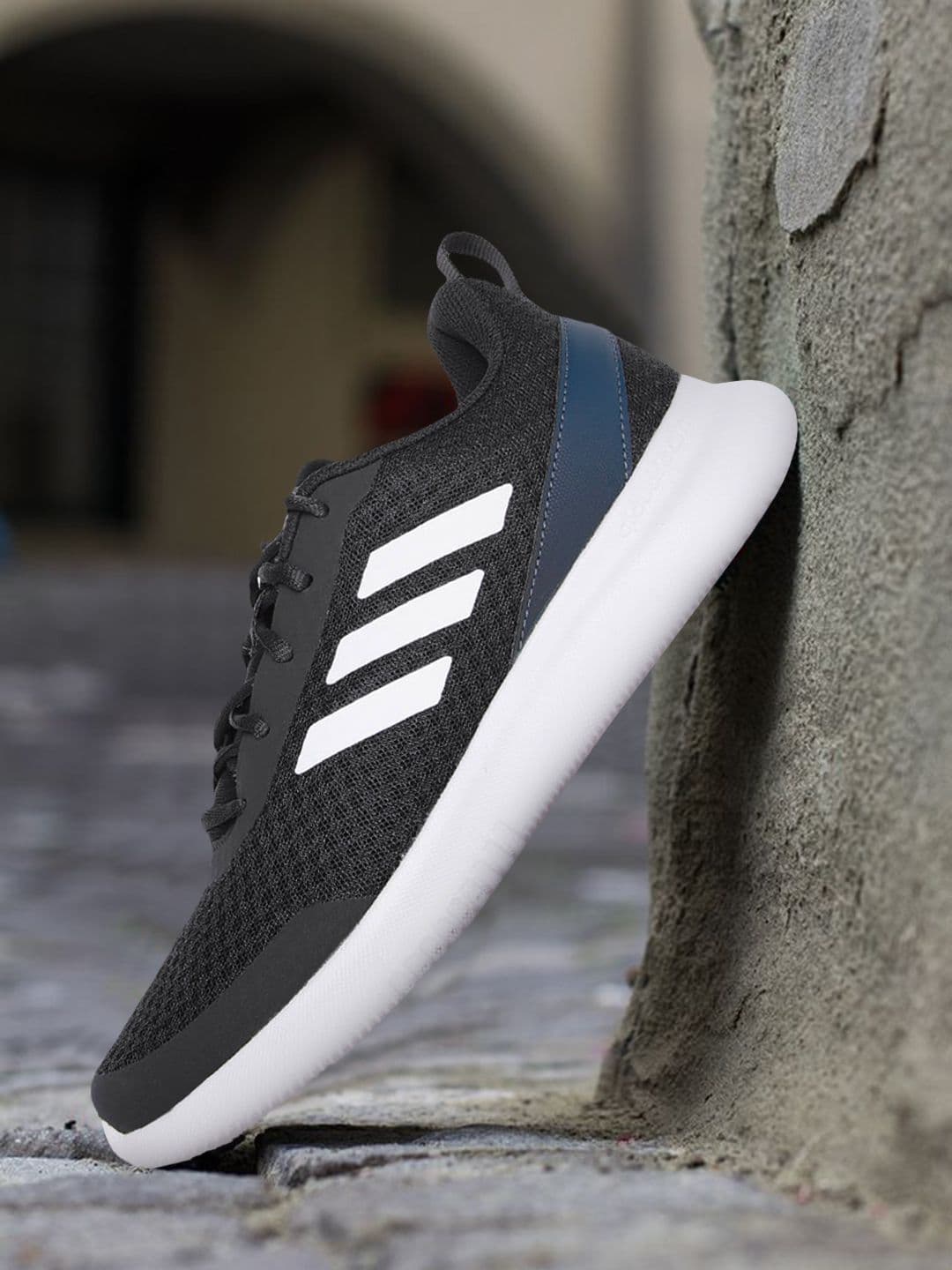 ADIDAS Men Charcoal Grey & White Woven Design Flexpace Walking Shoes - view 1