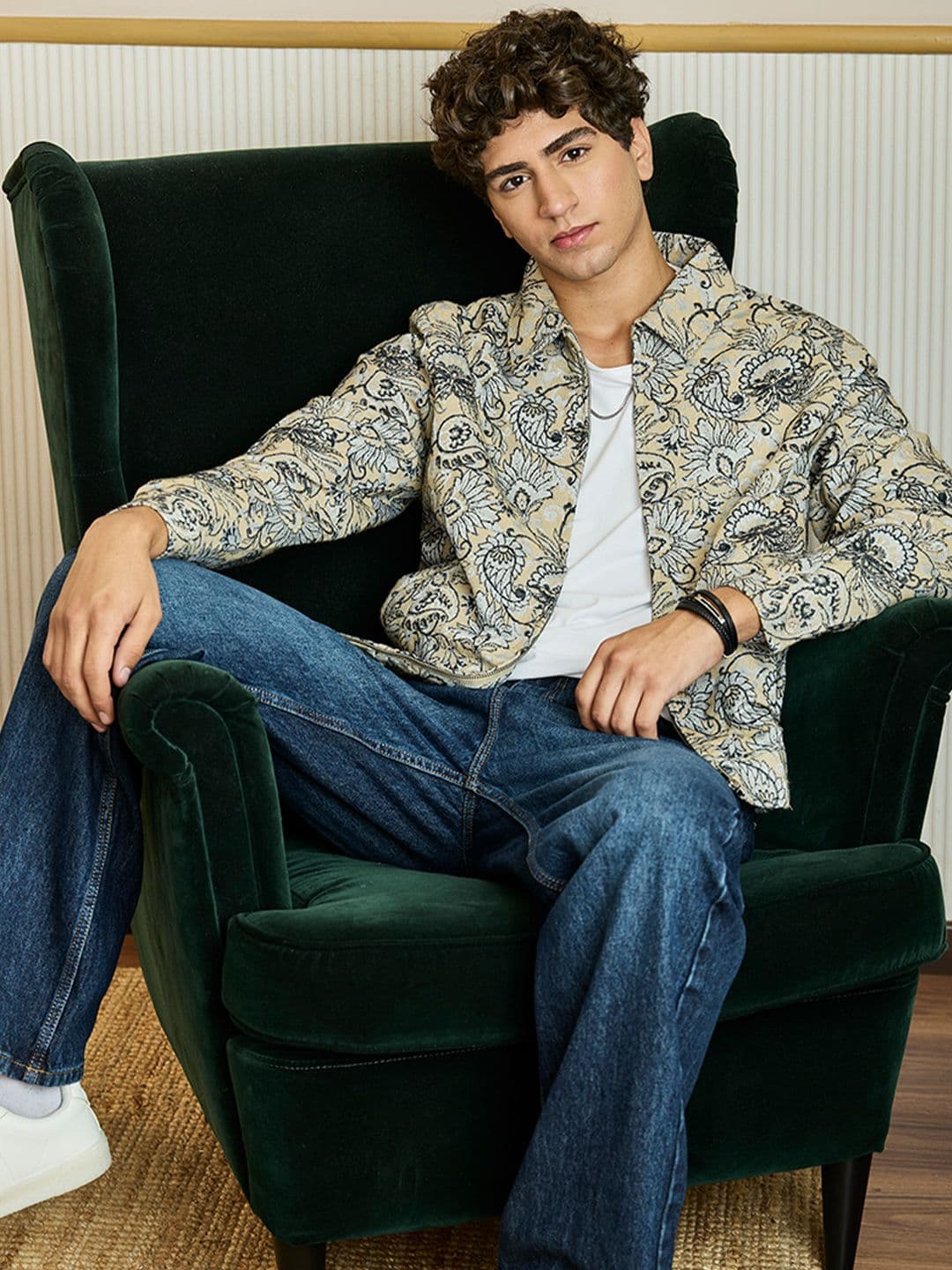 Snitch Men Floral Open Front Jacket - view 1
