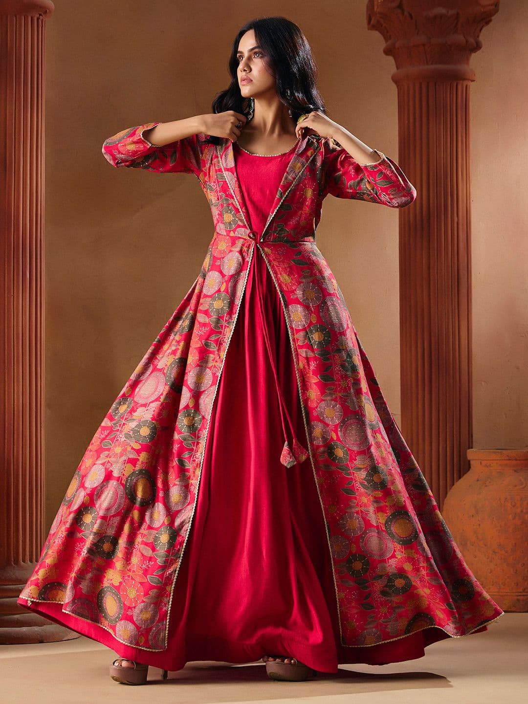 MADHURAM Printed Indo Western Gown Ethnic Dress - view 1