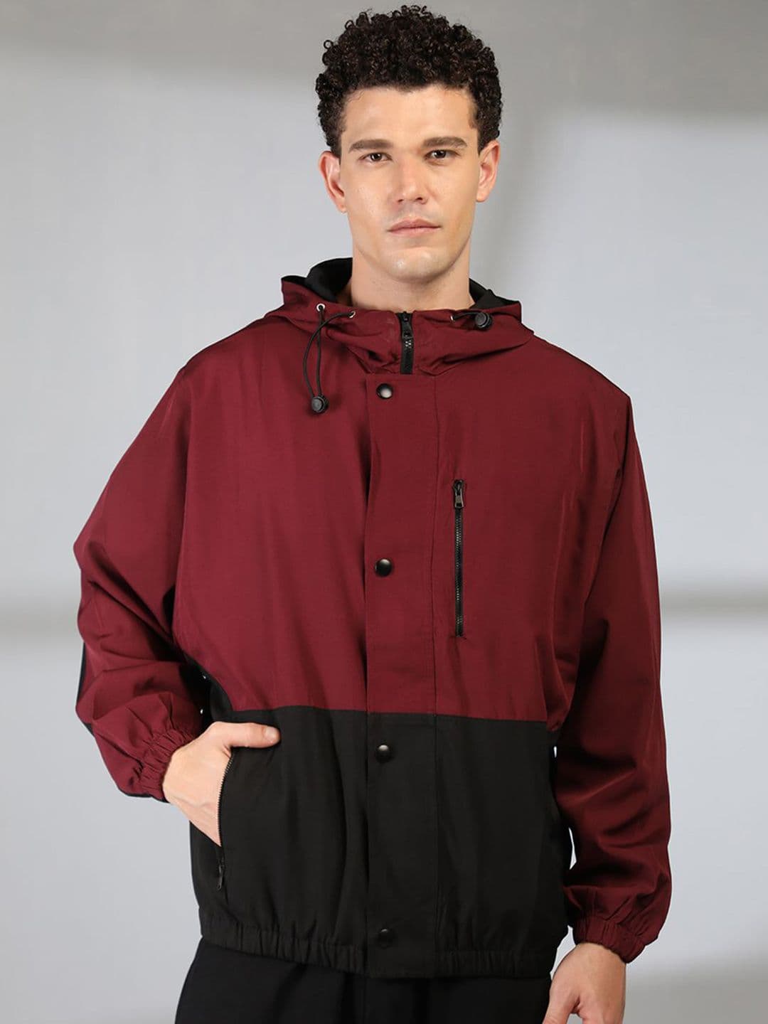 Mast & Harbour Men Hooded Colourblocked Windcheater Tailored Jacket - view 1