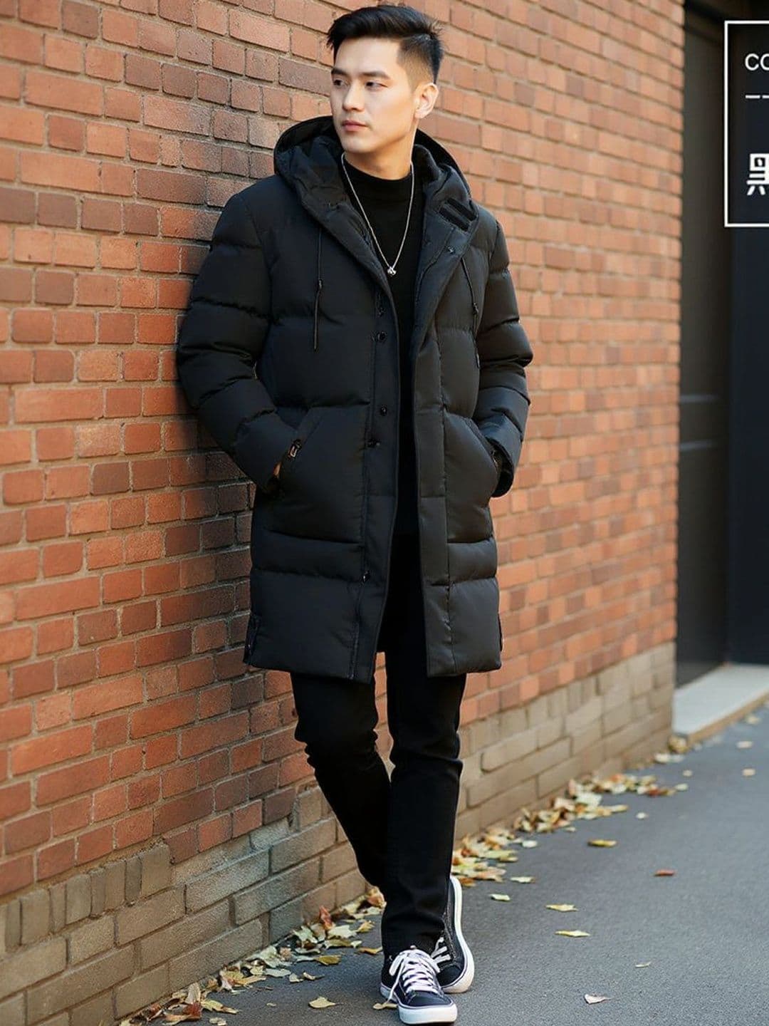 HERE&NOW Men Black Hooded Insulator Longline Polyester Open Front Jacket - view 1
