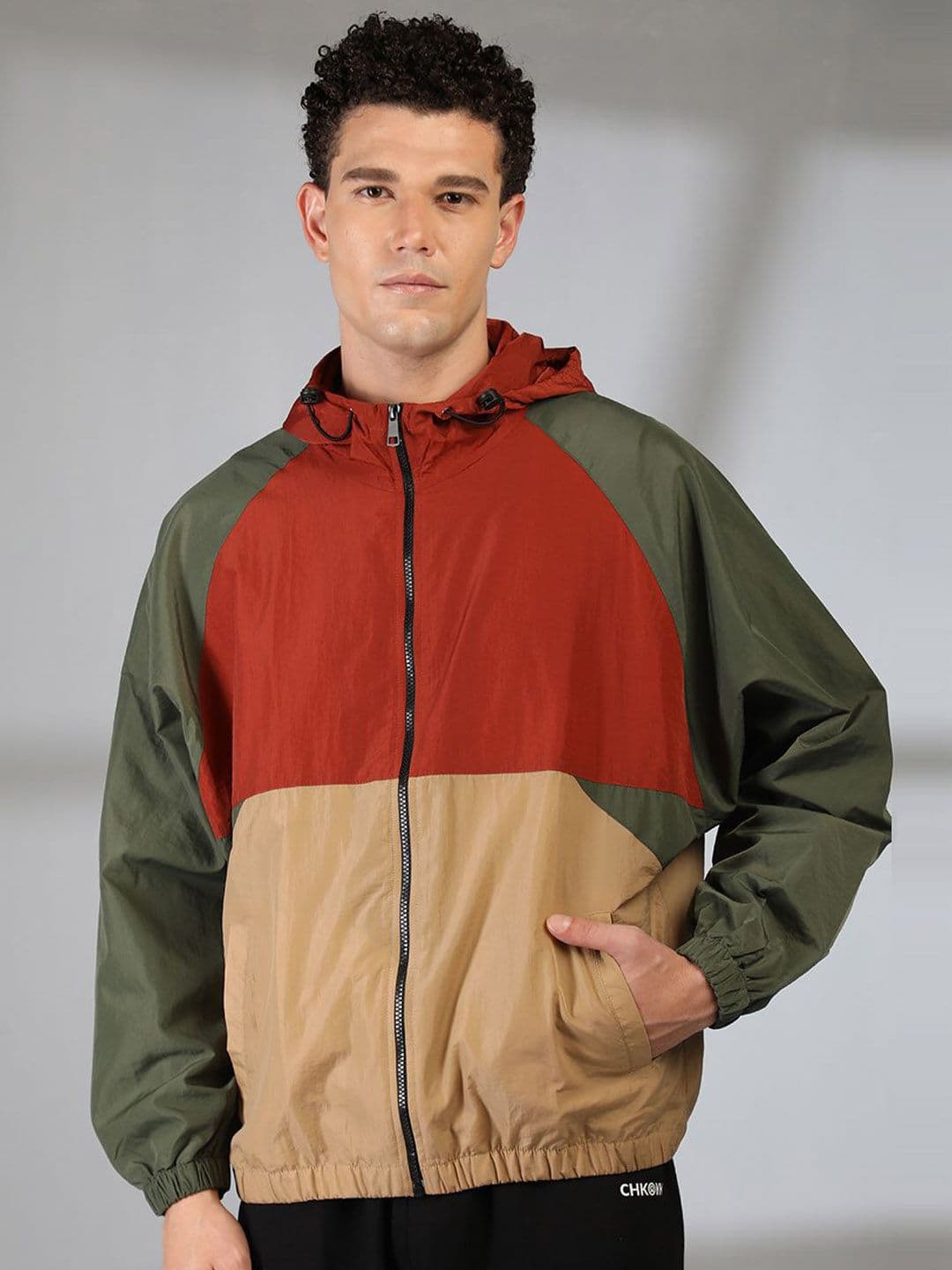 Mast & Harbour Men Hooded Colourblocked Windcheater Tailored Jacket - view 1