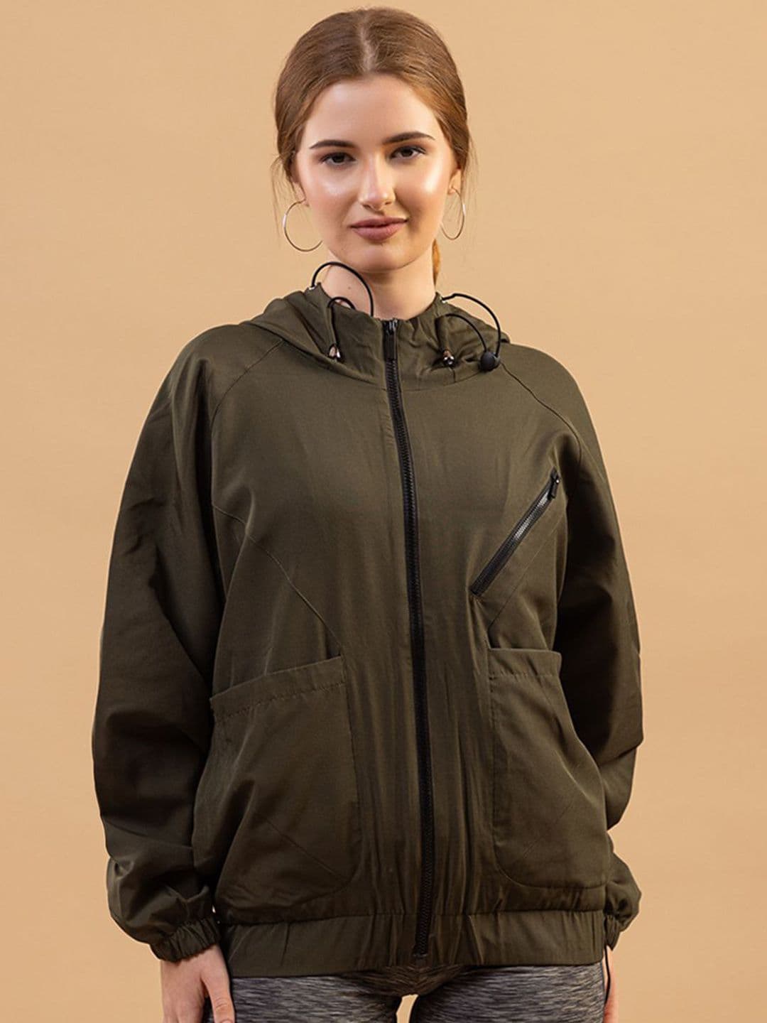 Mast & Harbour Women Hooded Solid Windcheater Tailored Jacket - view 1