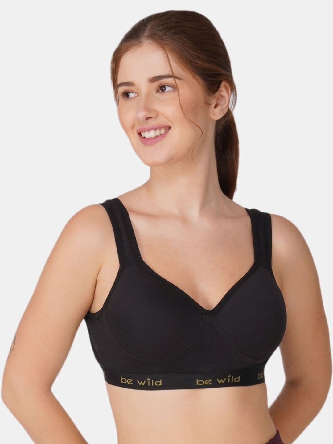 BEWILD Women High Impact Non-Wired Full Coverage Cotton Padded Solid Sports Bra - view 1