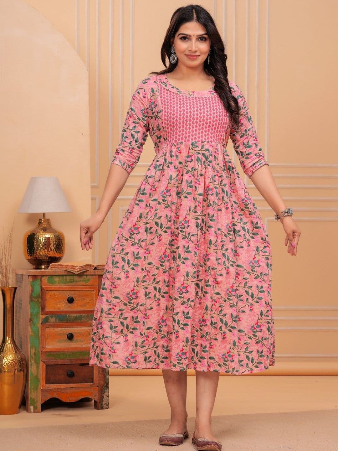 FASHION SWAG Printed Cotton Maternity Ethnic Dress - view 1