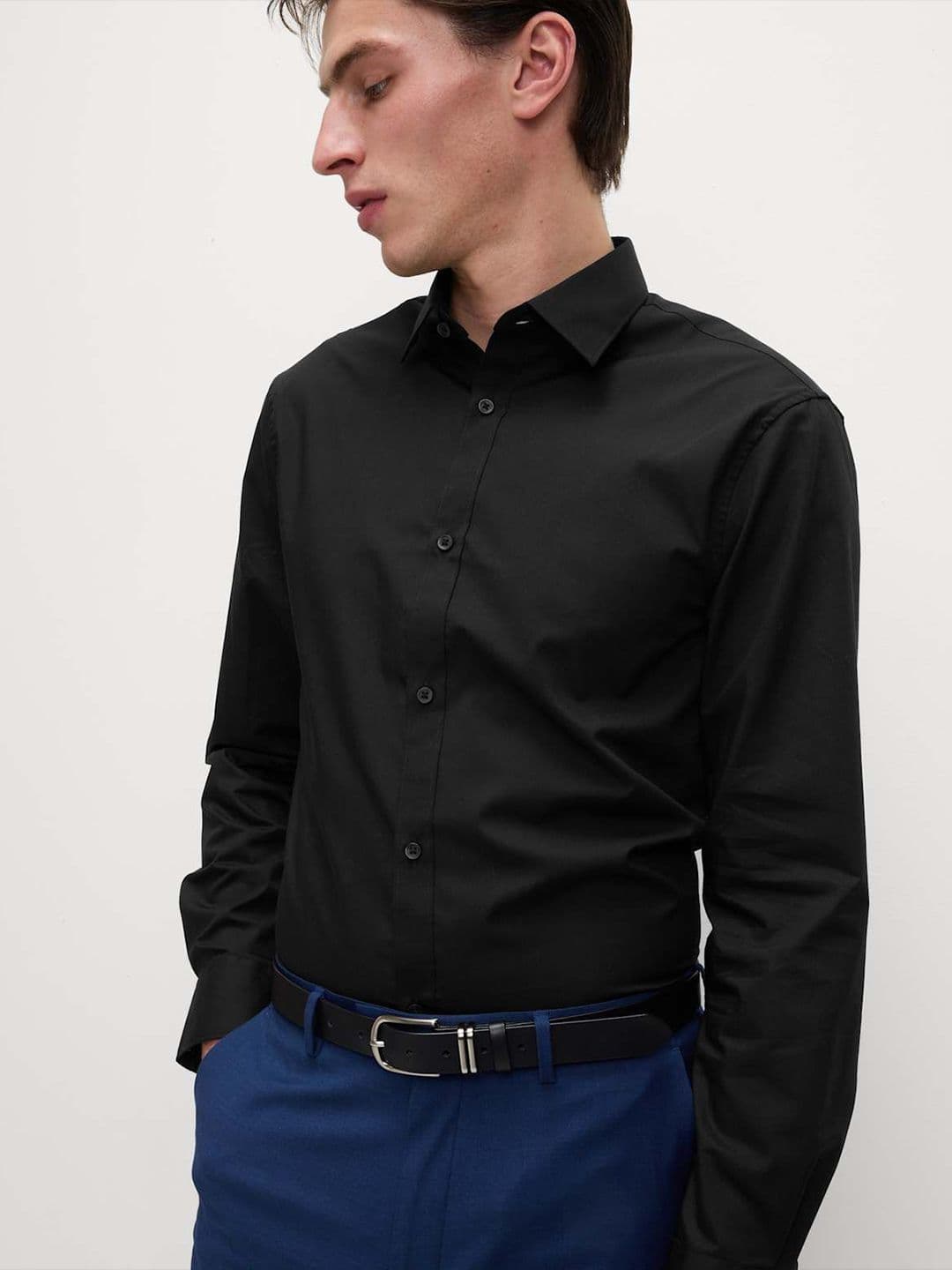 Marks & Spencer Slim Fit Easy Iron Cotton Blend Shirt - view 1