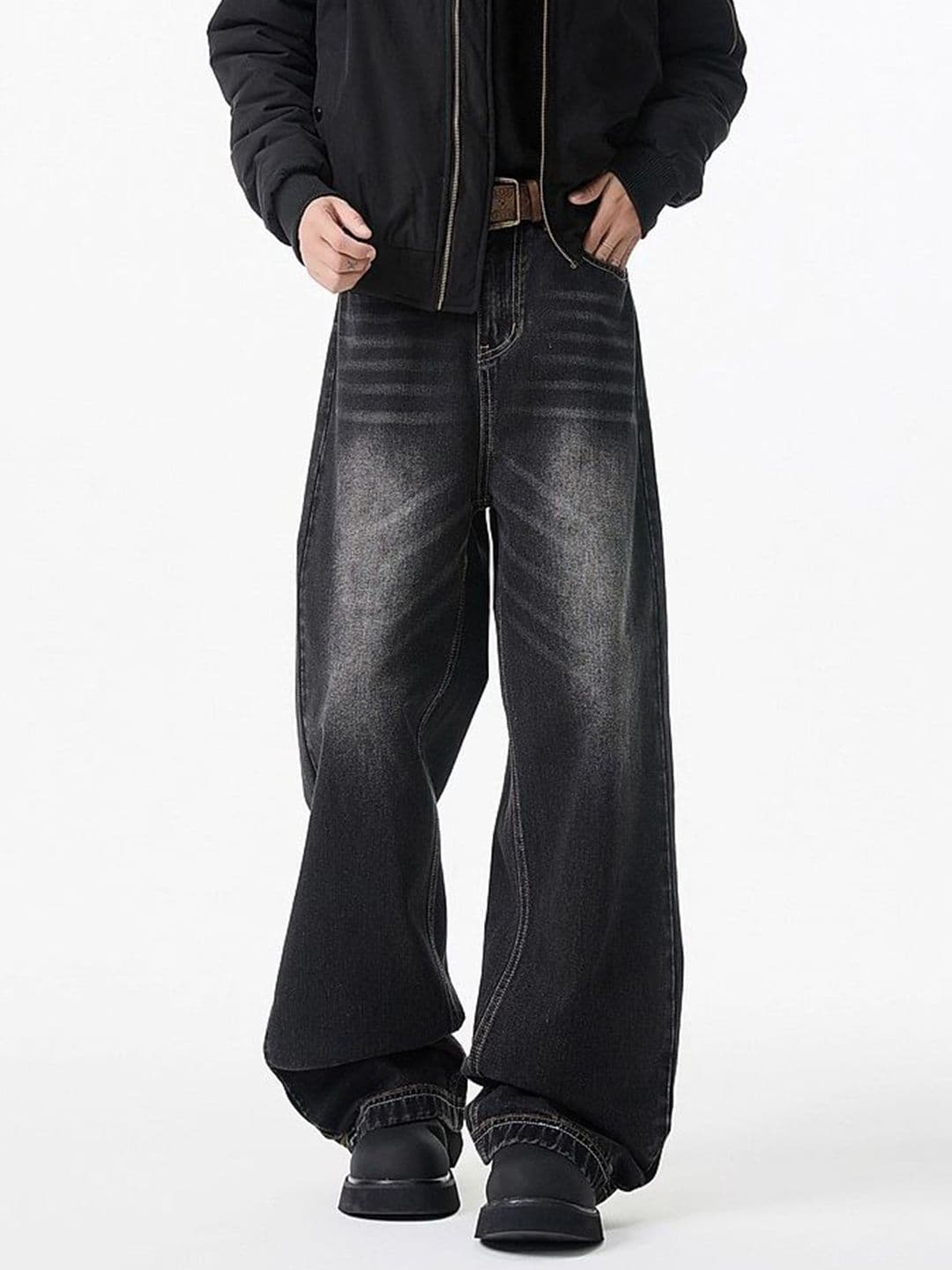 StyleCast x Revolte Men Wide Leg Mid-Rise Light Fade Jeans - view 1