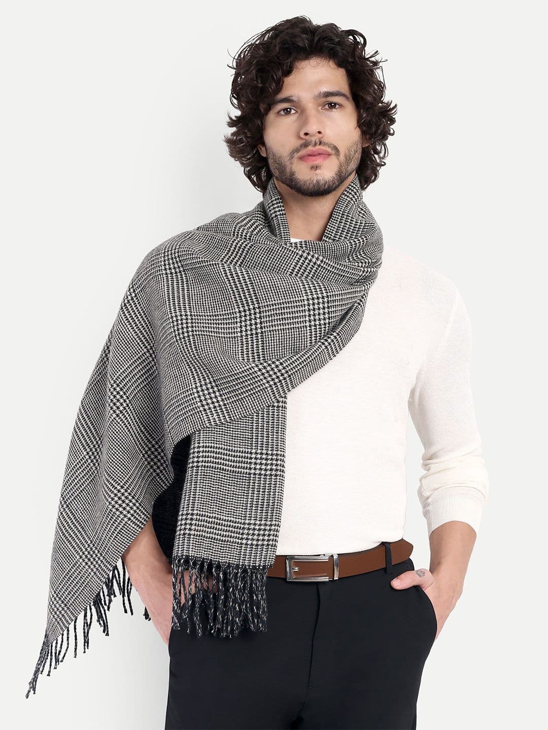 Knitkala Men Cashmere Reversible Checked Stole - view 1