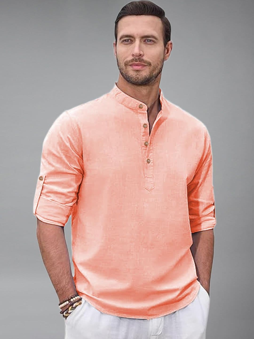univibe Men Mandarin Collar Long Sleeves Kurta - view 1