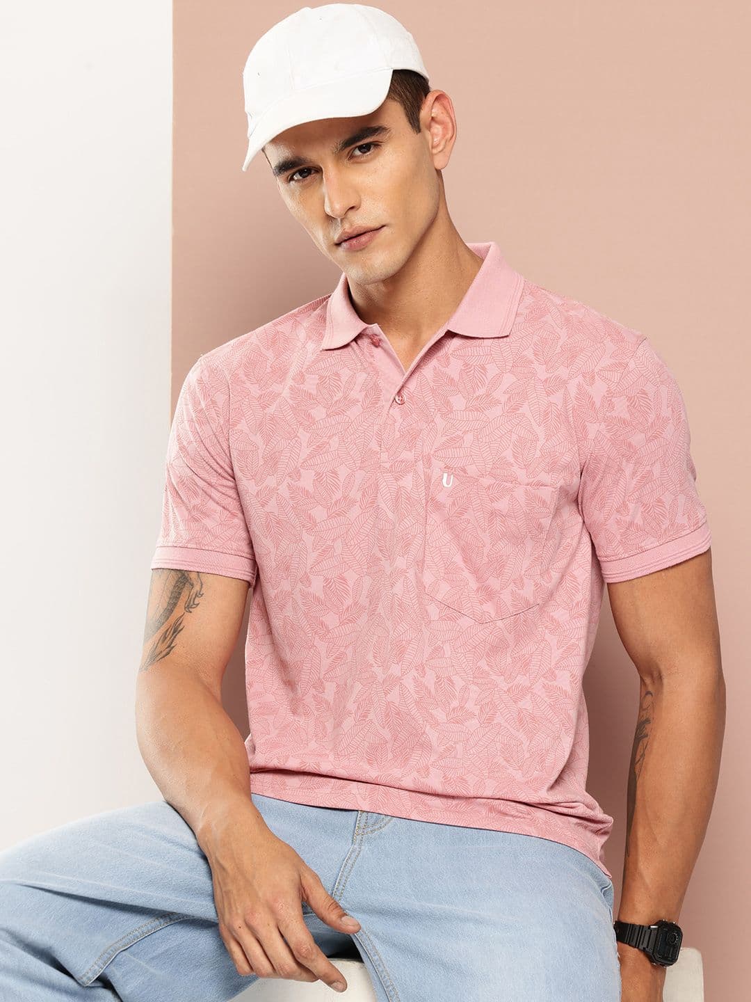 UNIBERRY Tropical Printed Polo Collar T-shirt - view 1