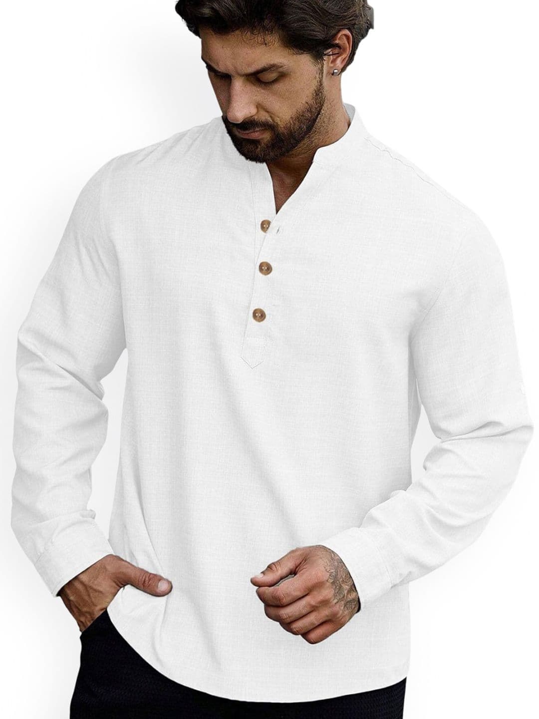 univibe Men Solid Daily Cotton Straight Kurta - view 1