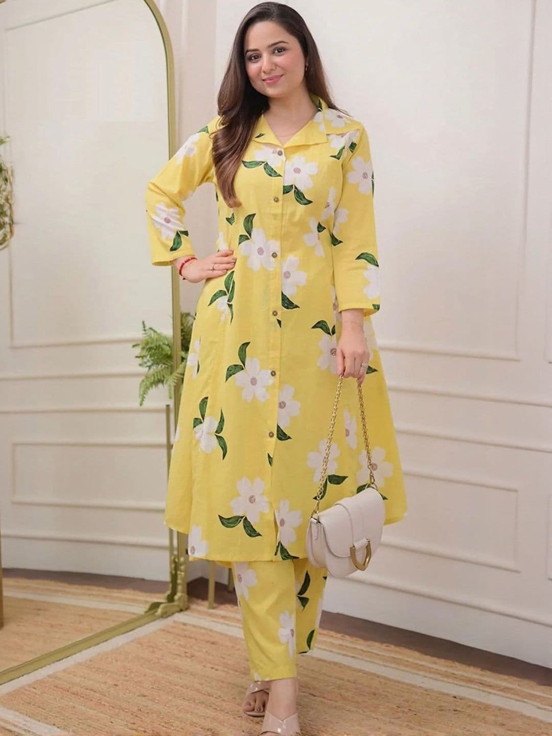 HERE&NOW Printed Pure Cotton Tunic With Trousers Co-Ords - view 1