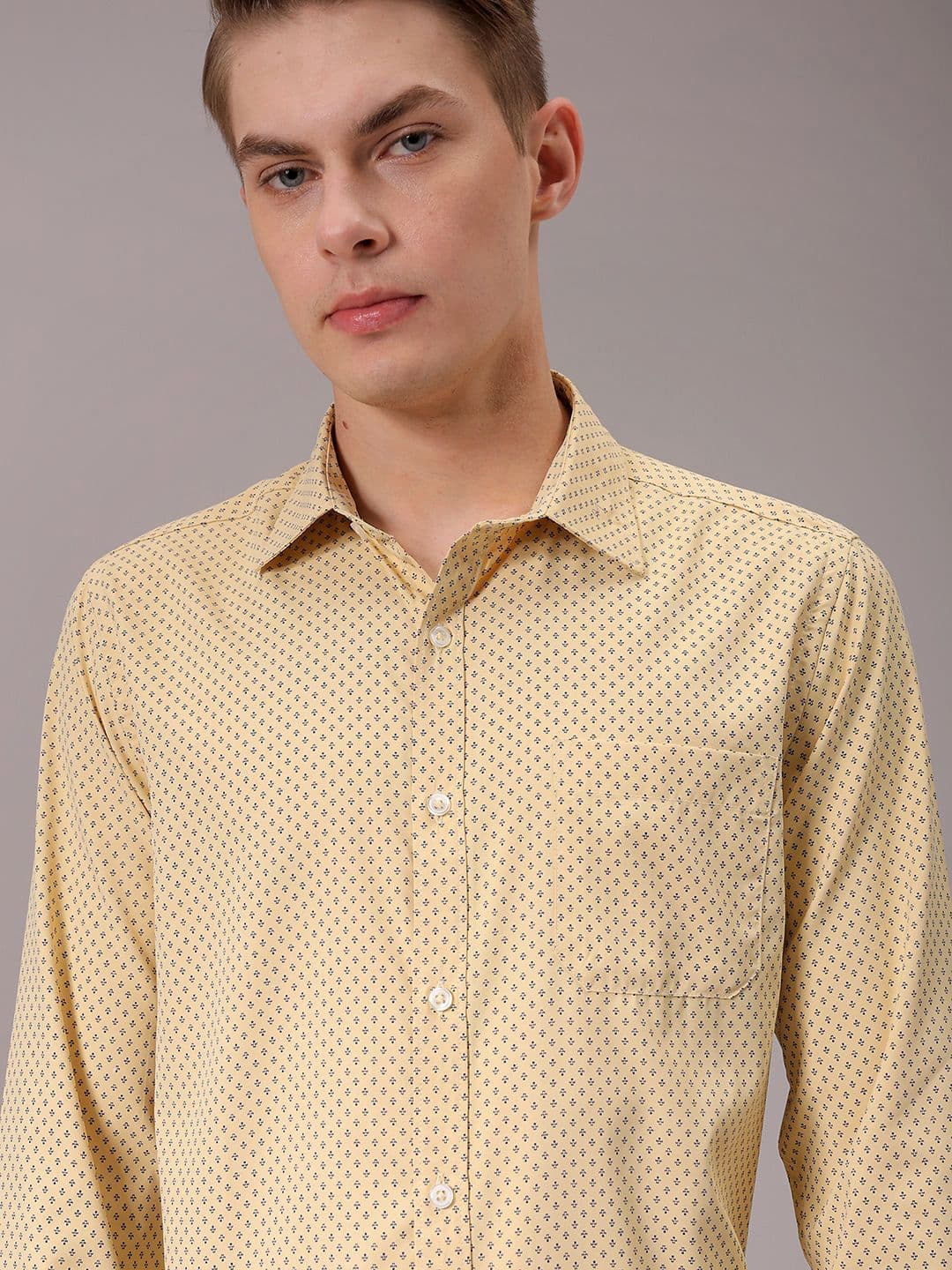 The Indian Garage Co. X Luxe Men Spread Collar Micro Ditsy Printed Slim Fit Formal Shirt - view 1