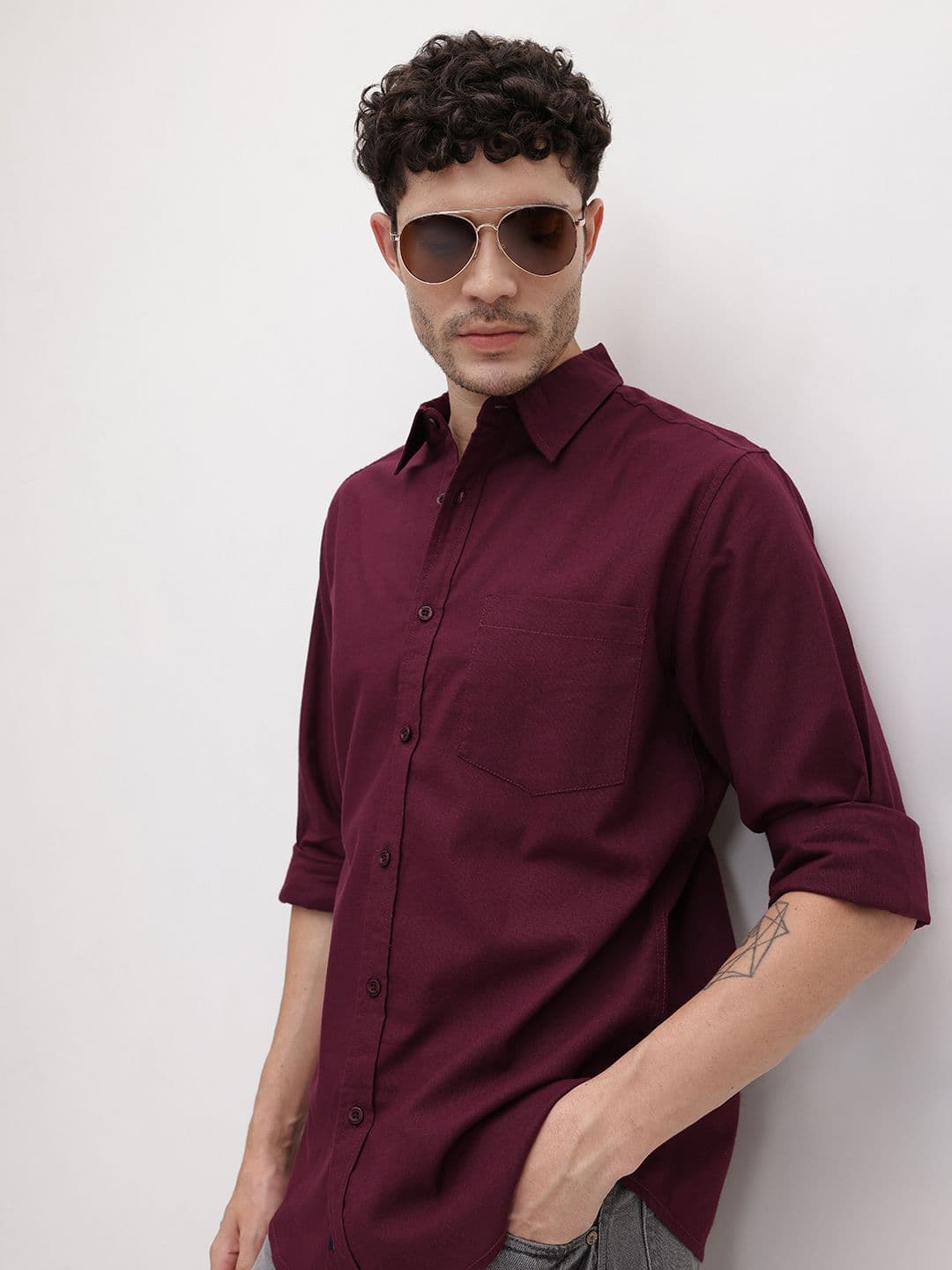 The Roadster Life Co. Spread Collar Pure Cotton Casual Shirt - view 1