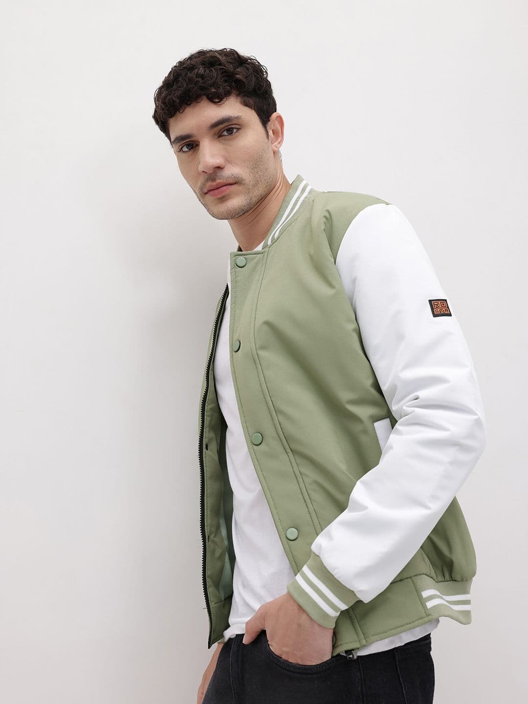 The Roadster Life Co. Contrast Neck Varsity Jacket - view 1