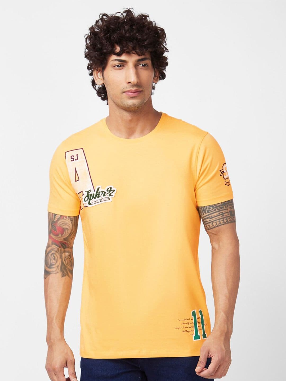 SPYKAR Typography Printed Slim Fit Cotton Casual T-Shirt - view 1