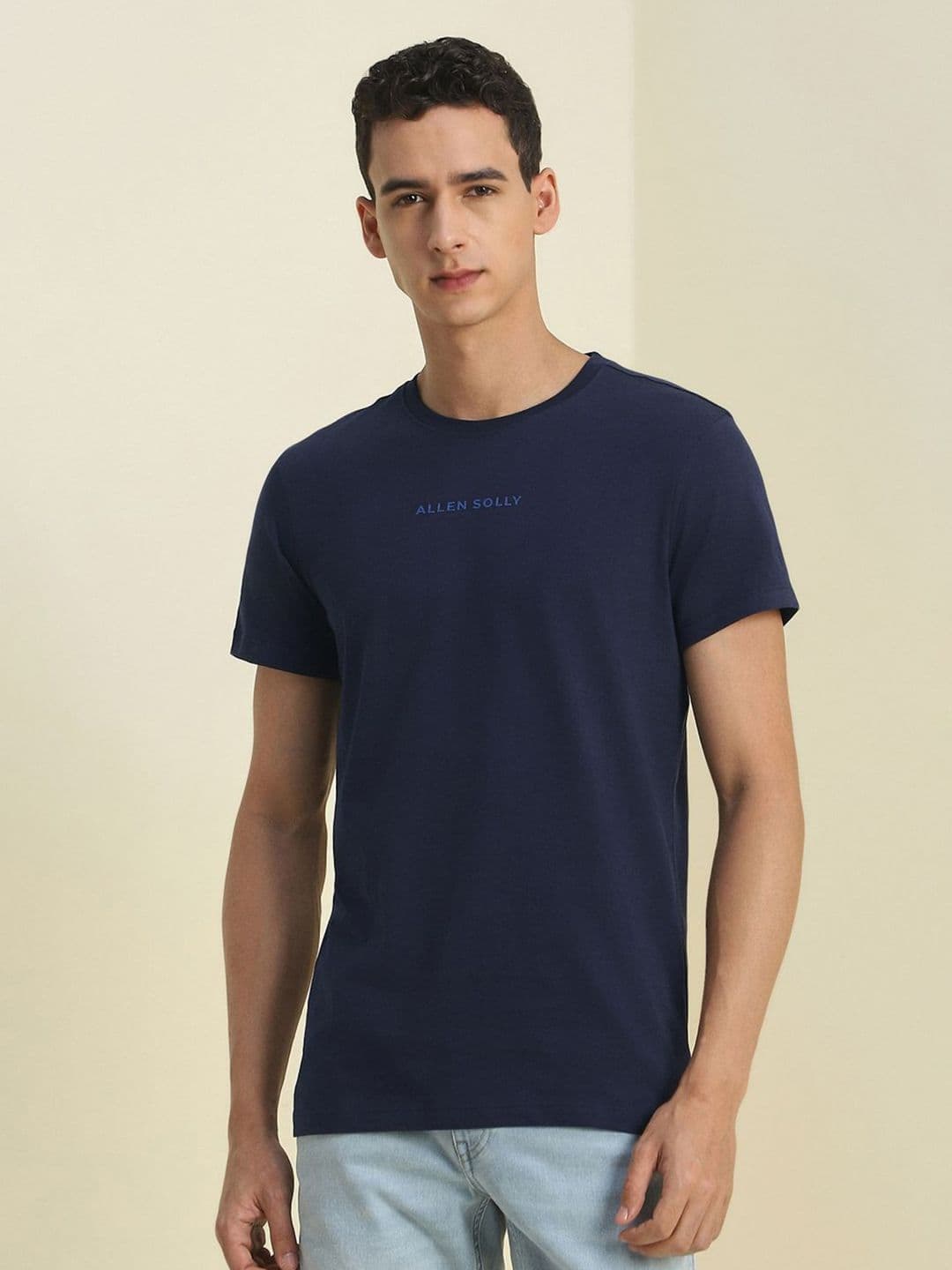 Allen Solly Men Brand Logo Printed Round Neck Pure Cotton Slim Fit T-shirt - view 1