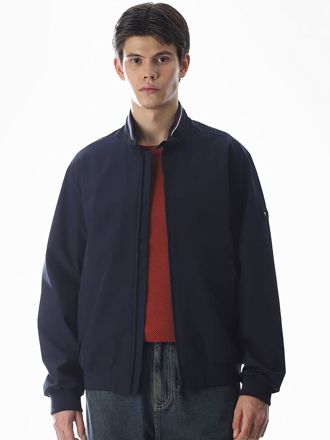 Jack & Jones Men Mandarin Collar Solid Bomber Jacket - view 1