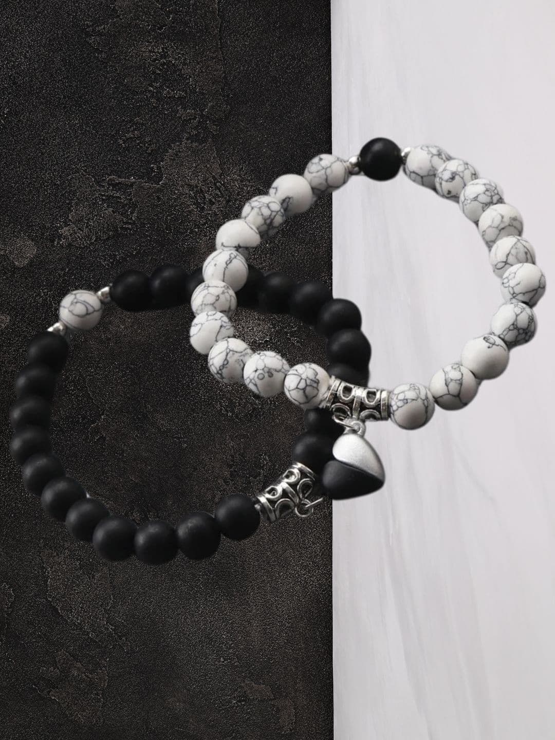 BRAHMSHAKTI Unisex Set Of 2 Ceramic Artificial Beaded Elasticated Bracelet - view 1