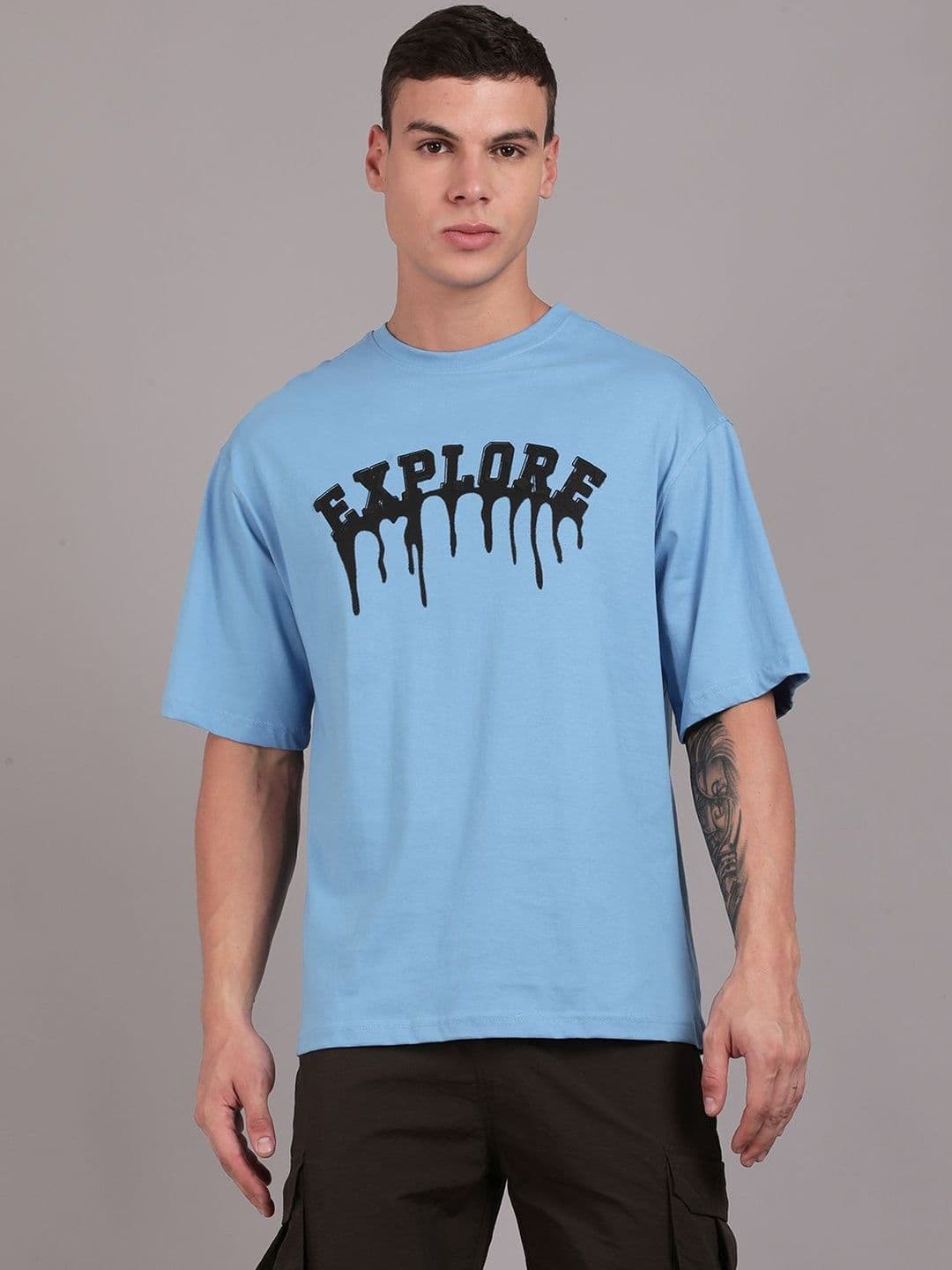 The Roadster Lifestyle Co.Typography Printed Relaxed-Fit Drop Shoulder Pure Cotton T-Shirt - view 1