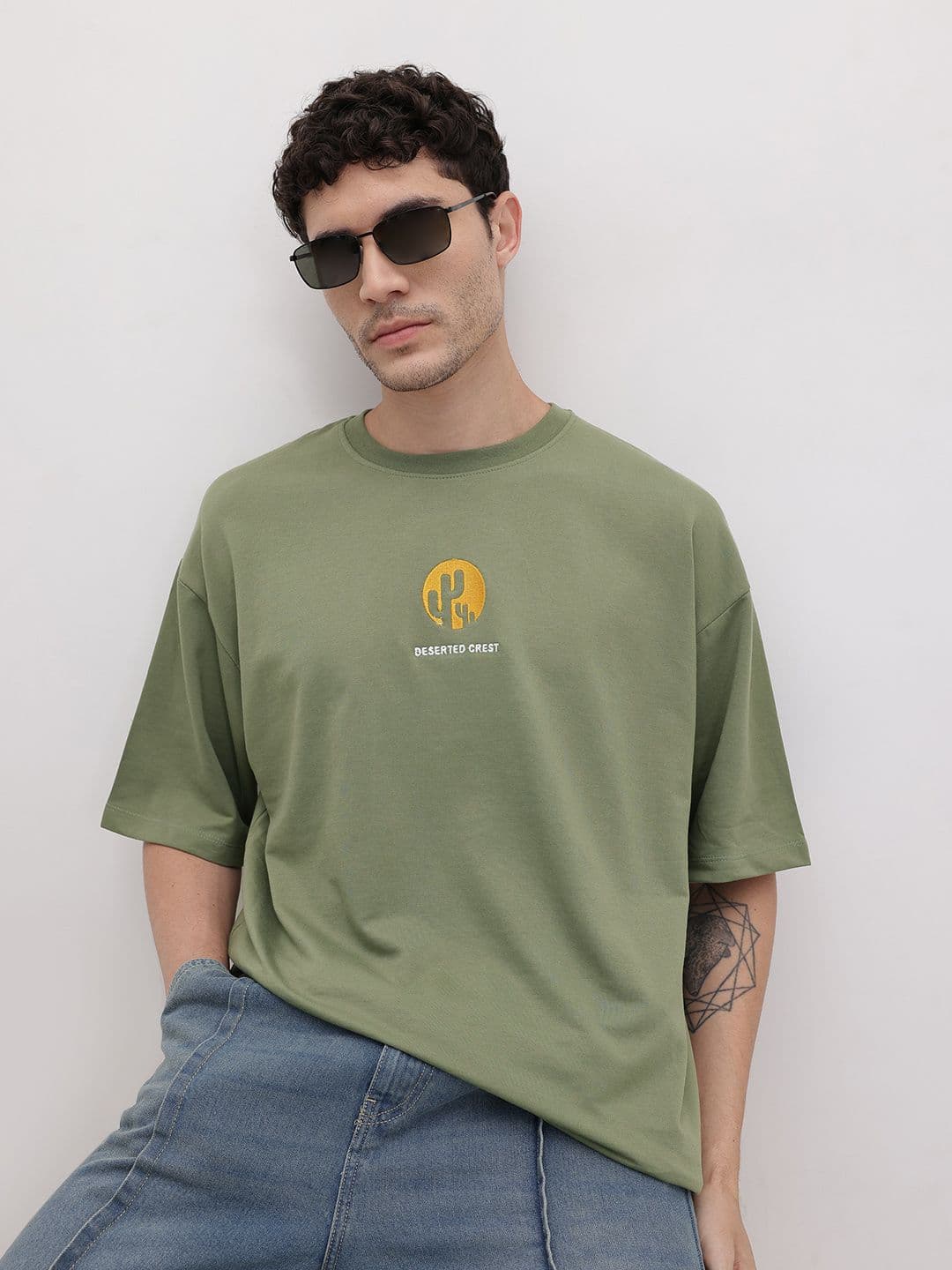 The Roadster Life Co. Drop-Shoulder Sleeves Applique Oversized T-shirt - view 1