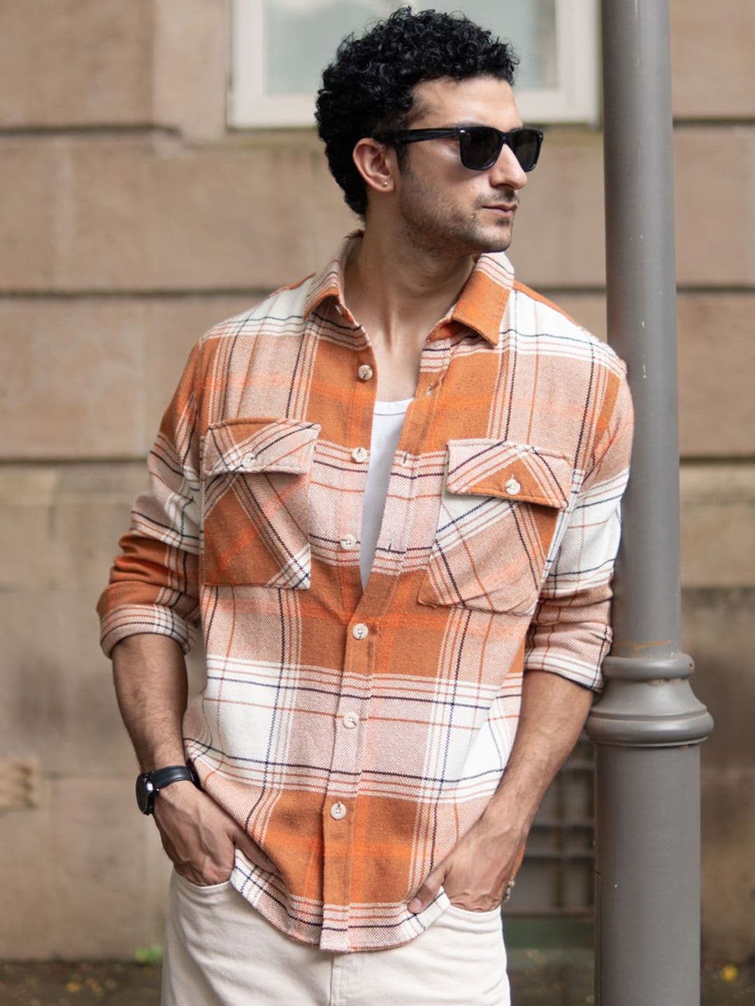 Powerlook Men Tartan Checked Spread Collar Casual Shirt - view 1