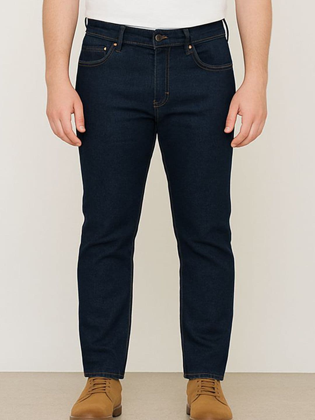 HIRRUX Men Comfort Straight Fit Mid-Rise Clean Look Cotton Stretchable Jeans - view 1