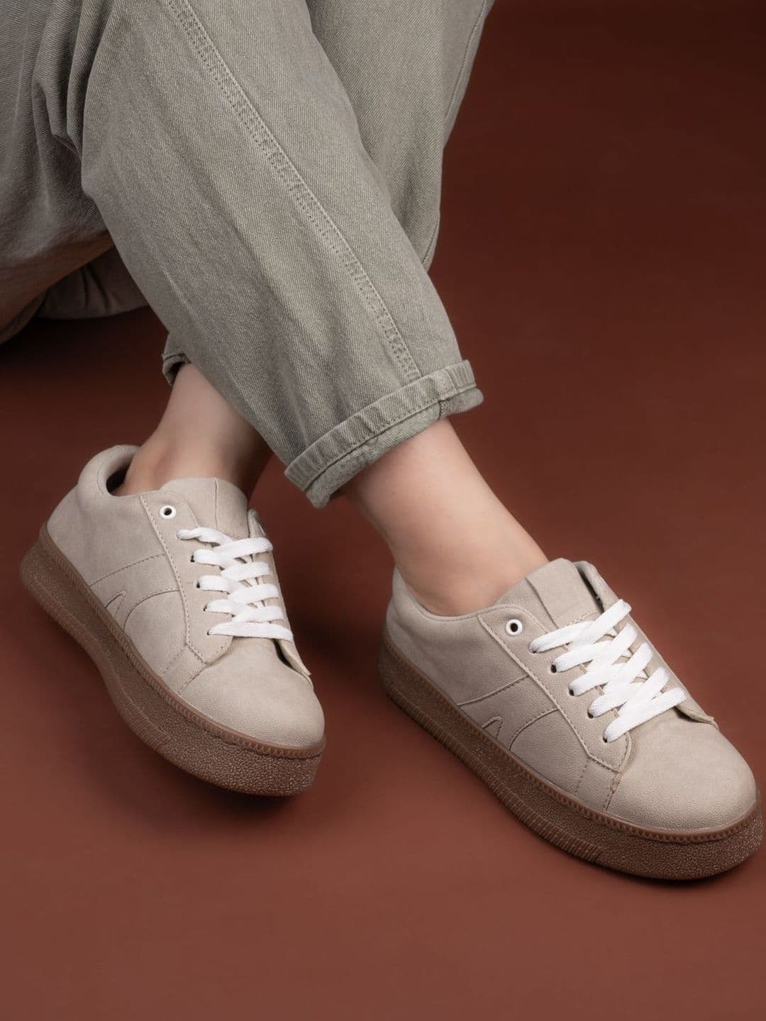 Roadster Women Beige Solid Sneakers - view 1