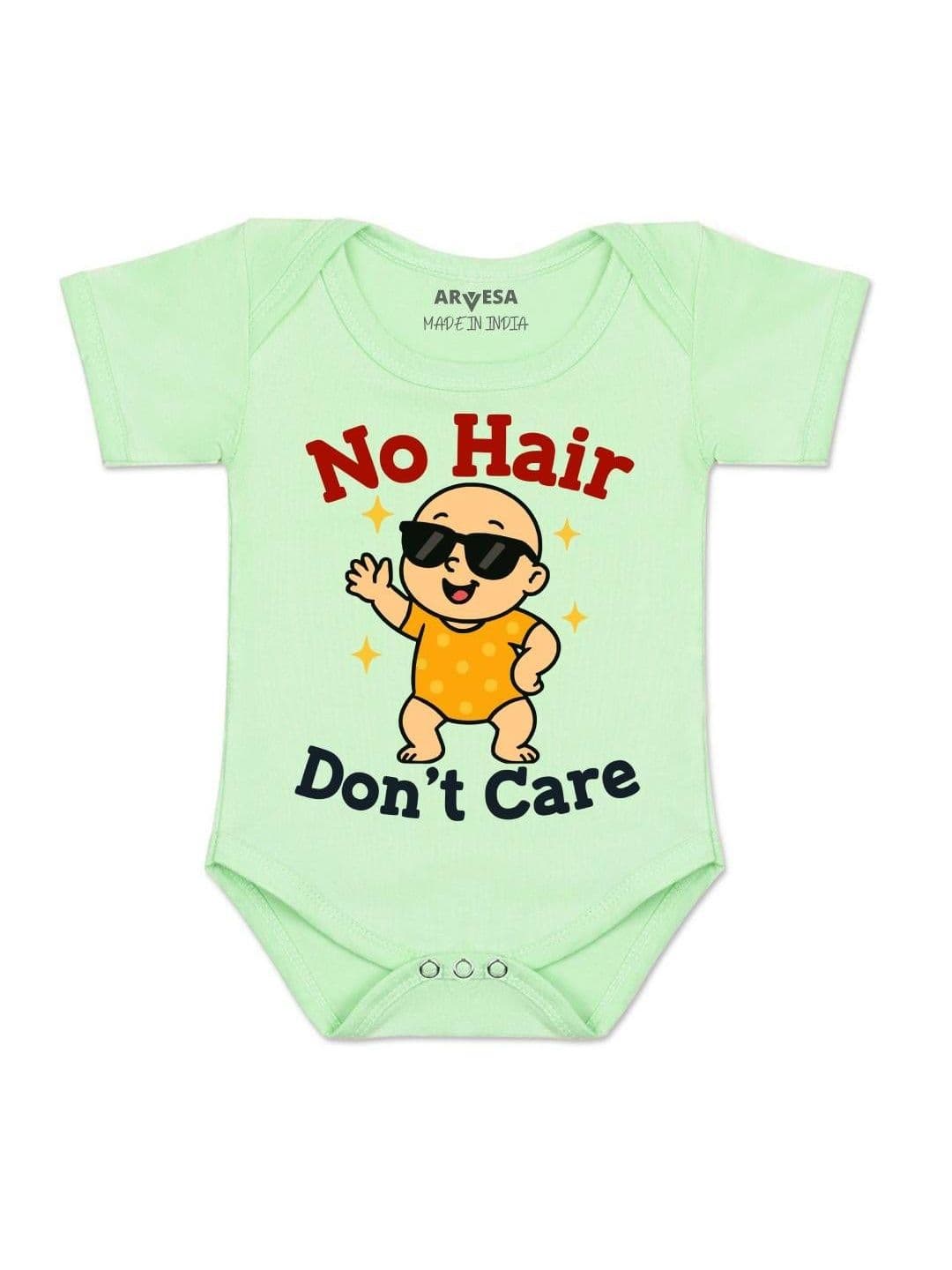 Arvesa Kids No Hair Dont Care Printed Round Neck Long Sleeves Baby Rompers - view 1