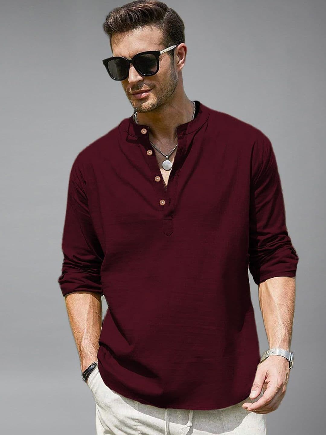 Vida Loca Men Solid Festive Cotton Straight Kurta - view 1