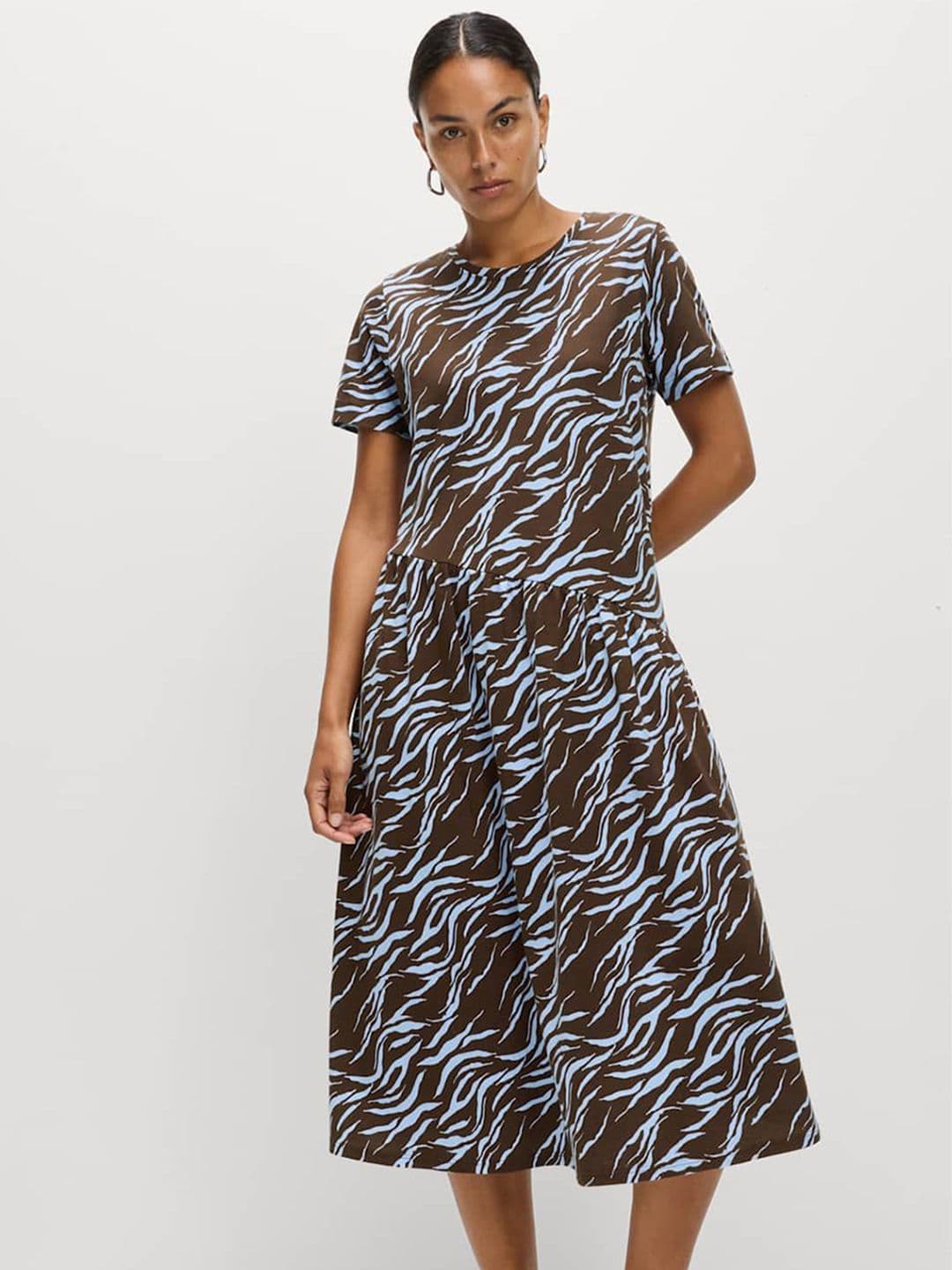 Marks & Spencer Pure Cotton Animal Print Midi T-Shirt Dress - view 1