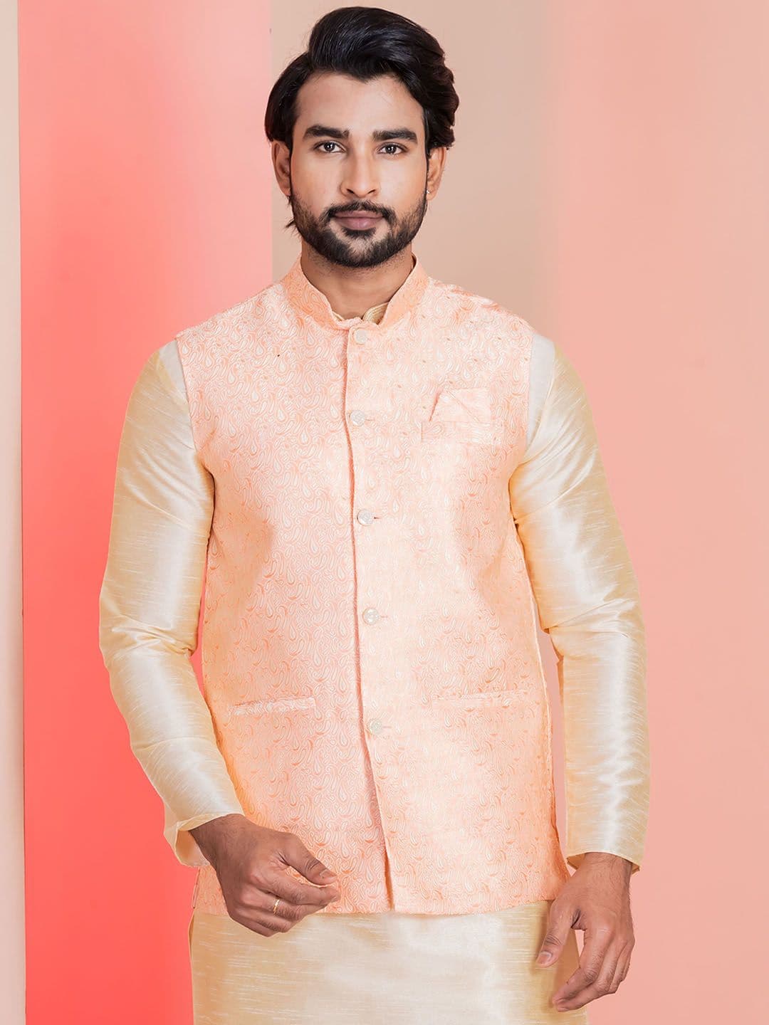DEVOILER Men Woven Design Tailored-Fit Nehru Jackets - view 1