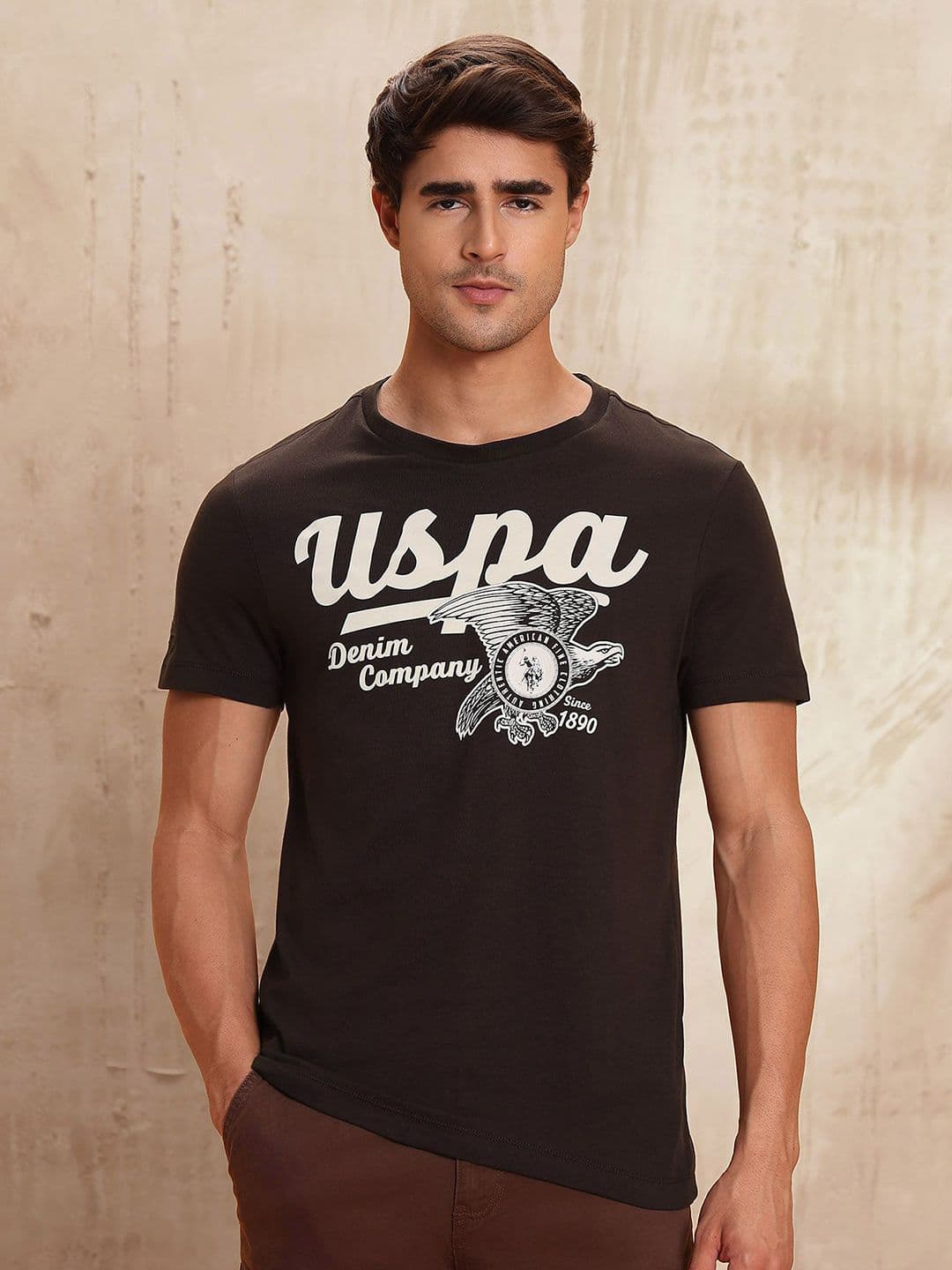 U.S. Polo Assn. Denim Co. Men Typography Printed Round Neck Pure Cotton T-shirt - view 1