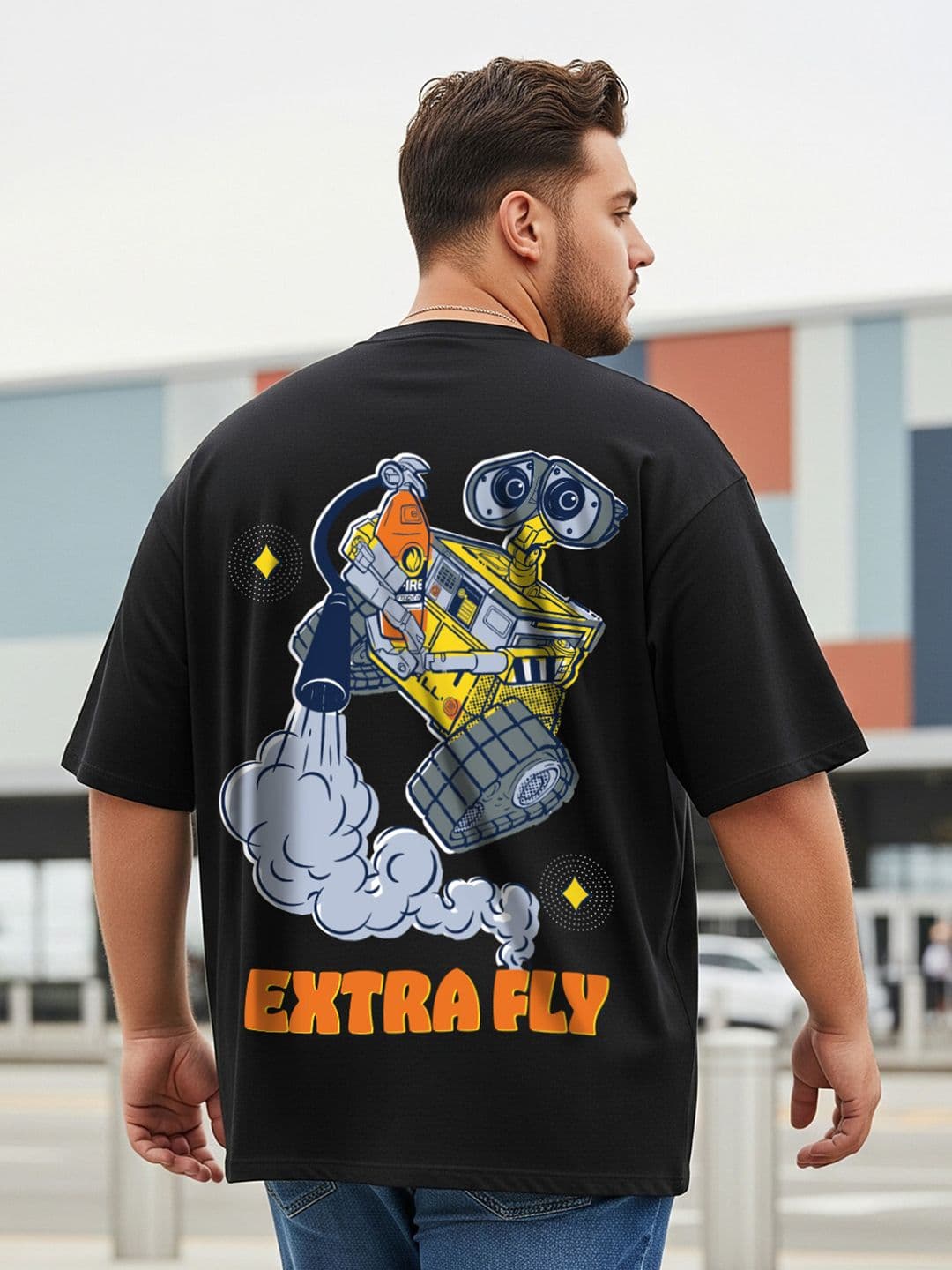 VEIRDO Men Plus Size Graphic Printed Round Neck Pure Cotton Oversized T-shirt - view 1