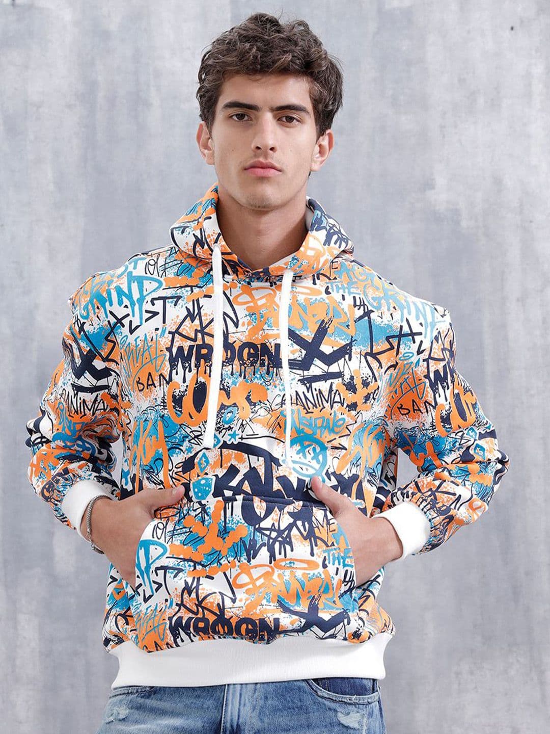 WROGN Men Typography Printed Hooded Sweatshirt - view 1