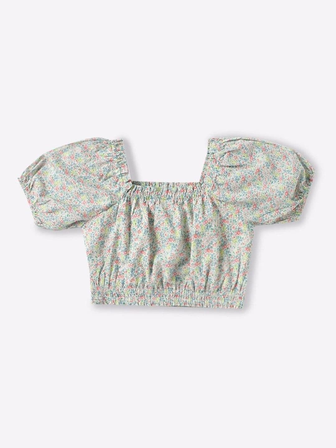 GAP Girls Floral Printed Pure Cotton Square Neck Peasant Tops - view 1