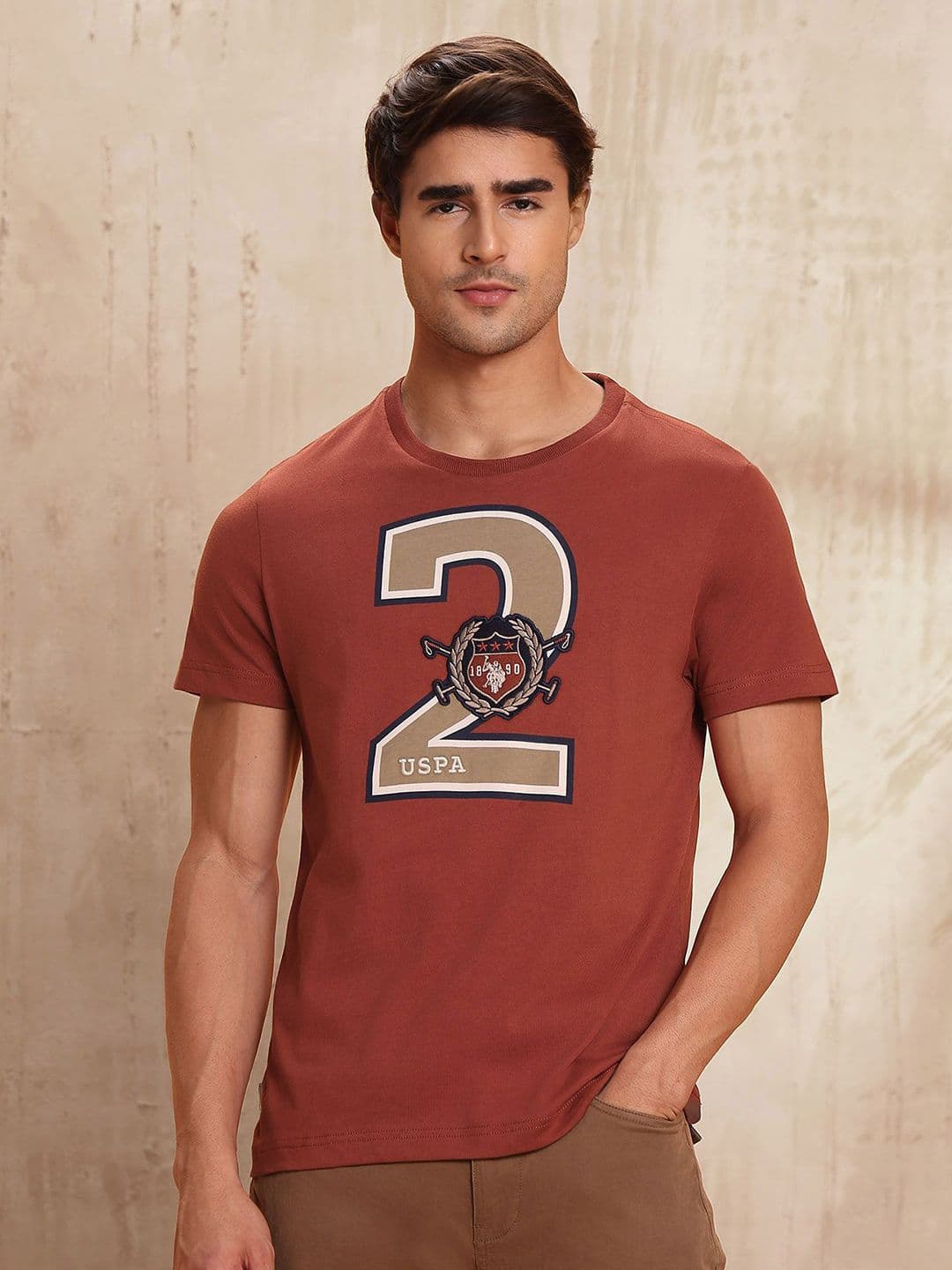 U.S. Polo Assn. Denim Co. Men Typography Printed Round Neck Pure Cotton T-shirt - view 1