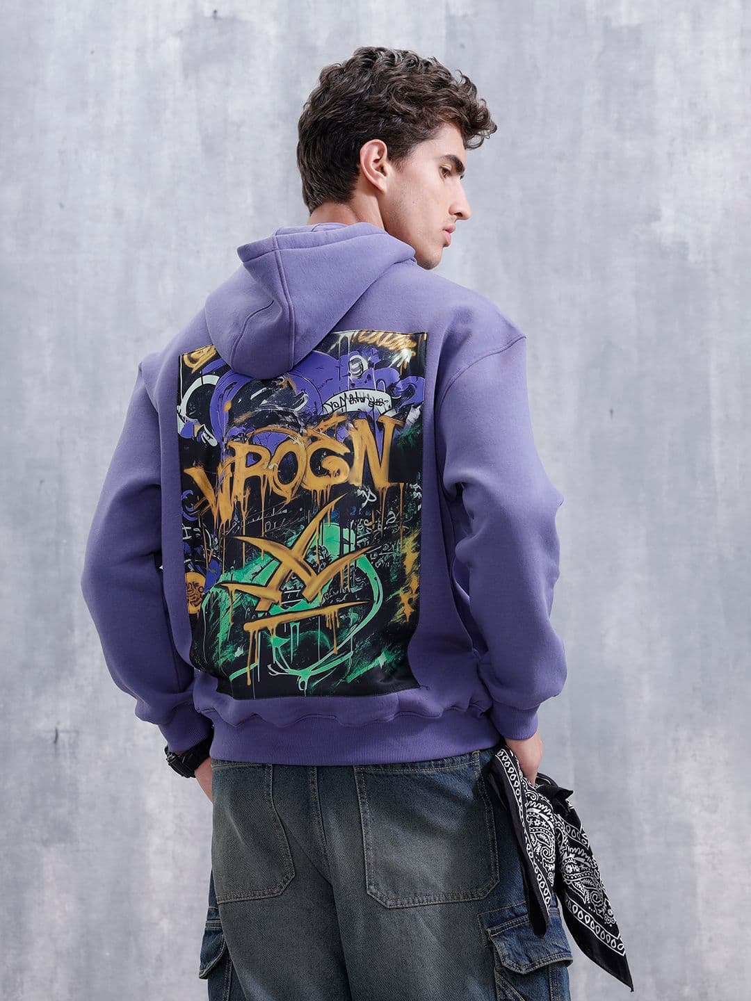 WROGN Men Graphic Printed Hooded Sweatshirt - view 1