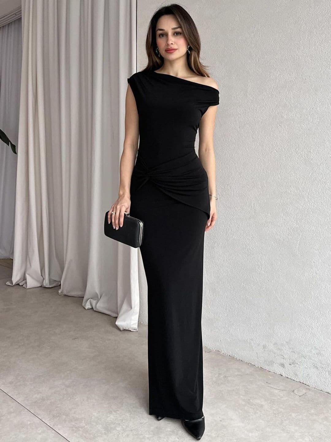 StyleCast Women One Shoulder Slits Cold-Shoulder Sleeves Bodycon Maxi Dress - view 1