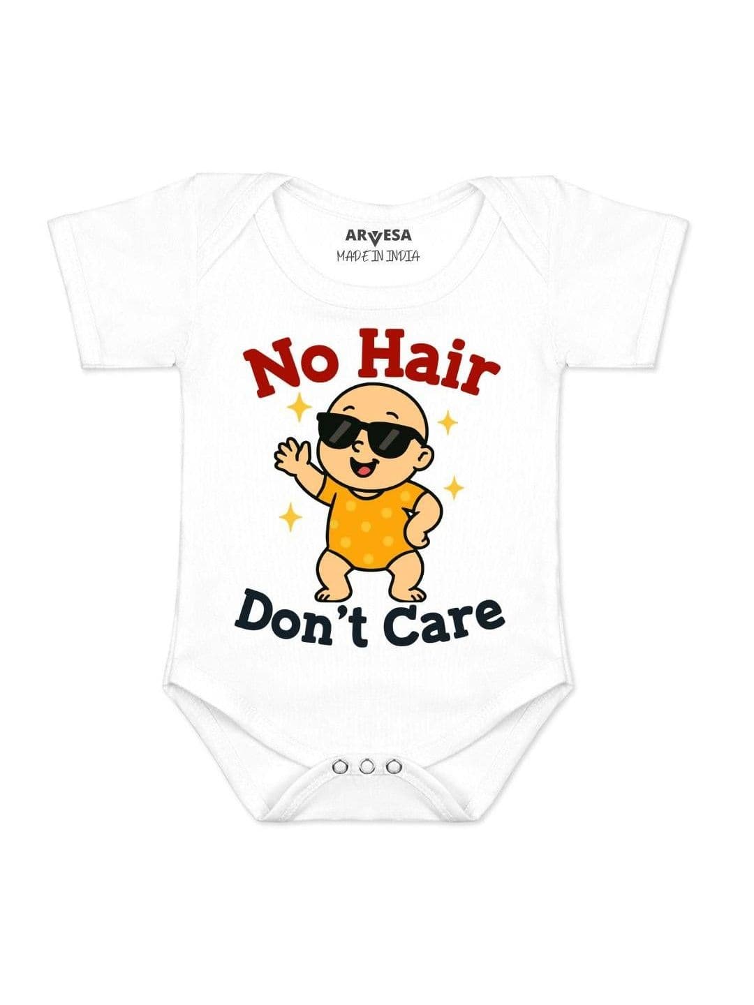Arvesa Infants No Hair Dont Care Printed Round Neck Romper - view 1