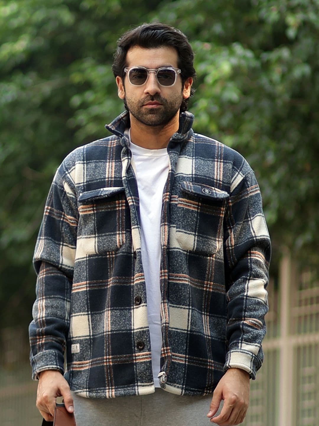 Maniac Checked Long Sleeves Fleece Open Front Jacket - view 1