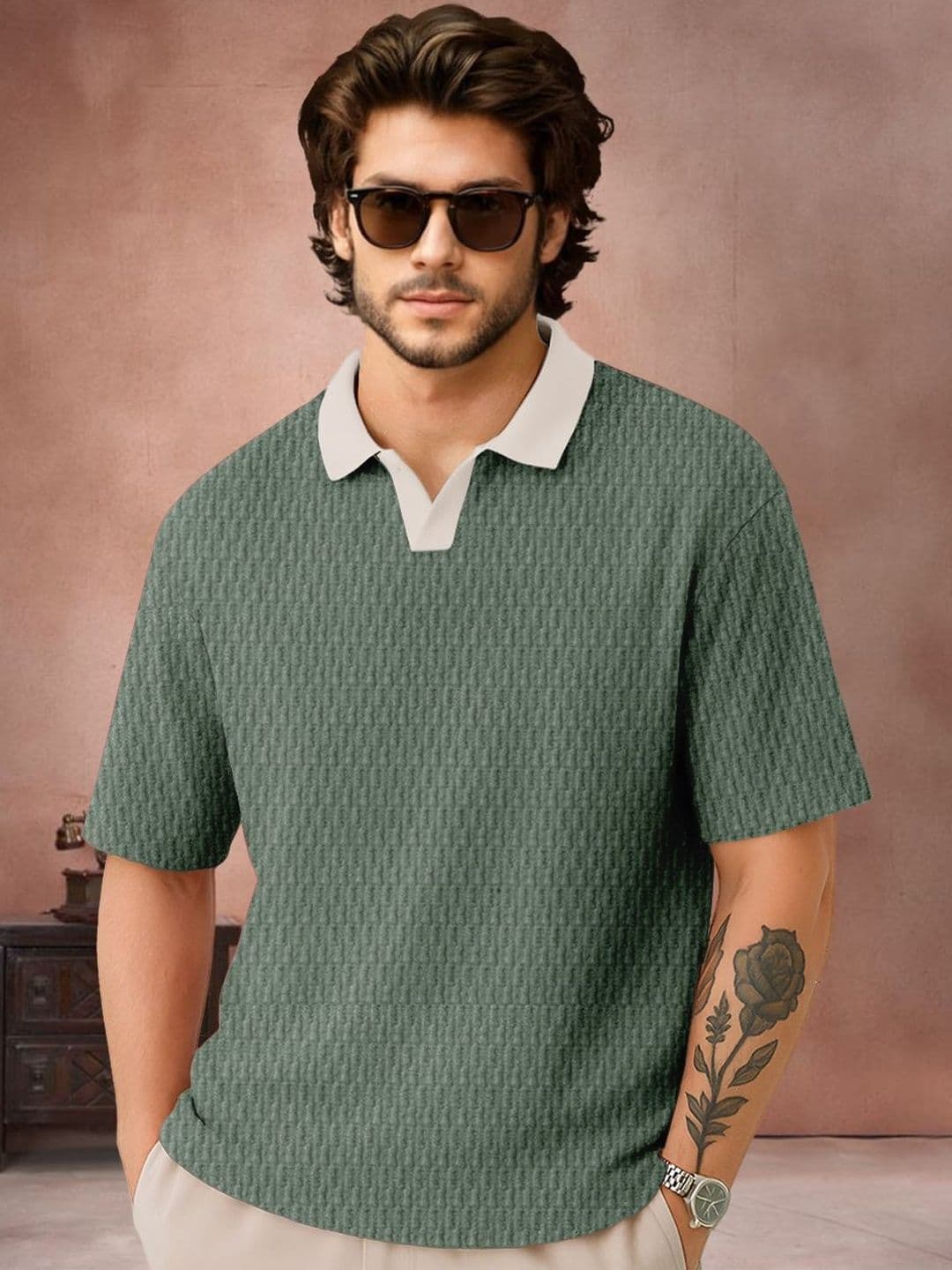 Force Men Self Design Polo Collar Relaxed Fit T-shirt - view 1