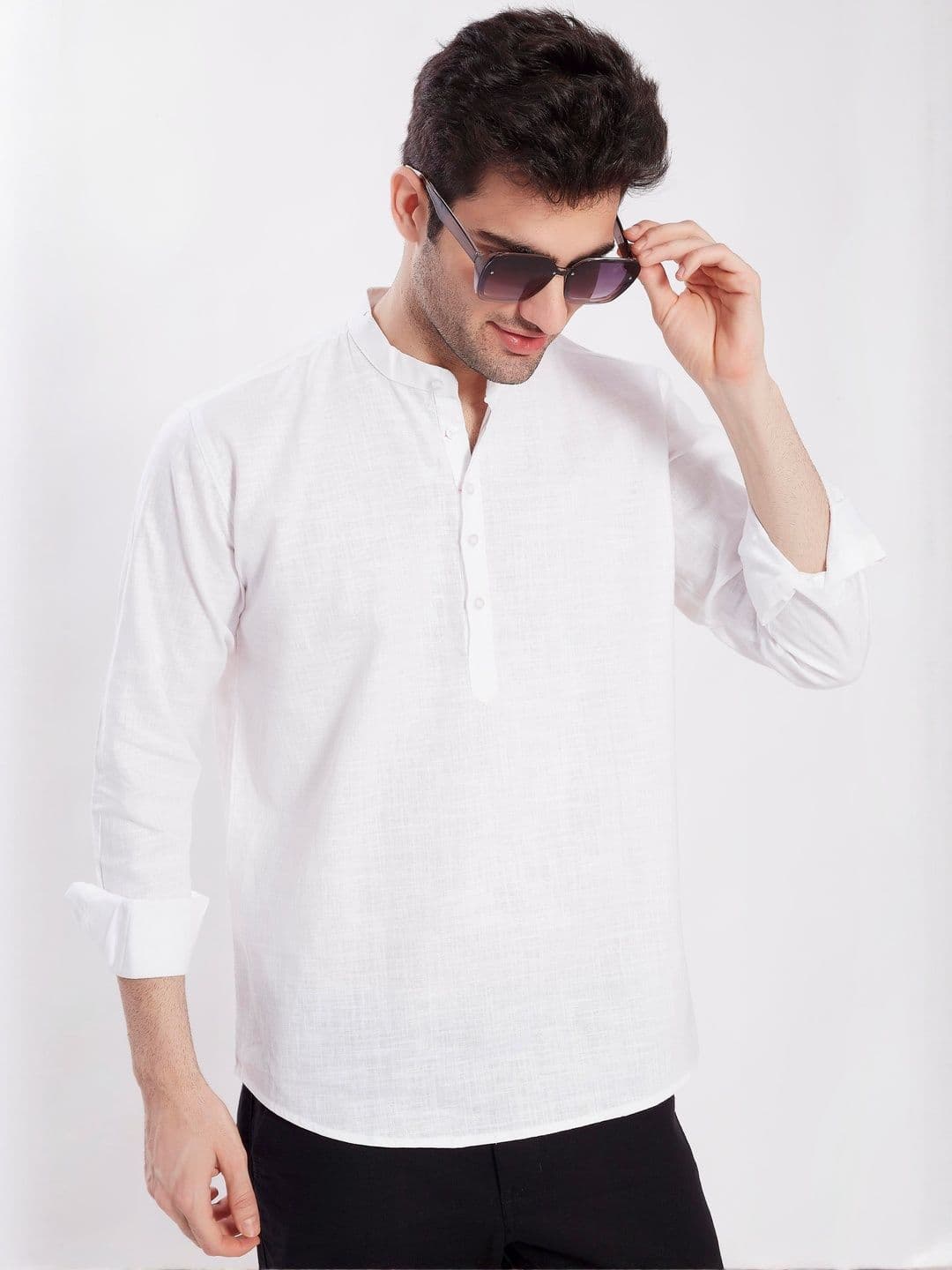 PulseIQ Men Slim Fit Full Sleeves Cotton A-Line Kurtas - view 1