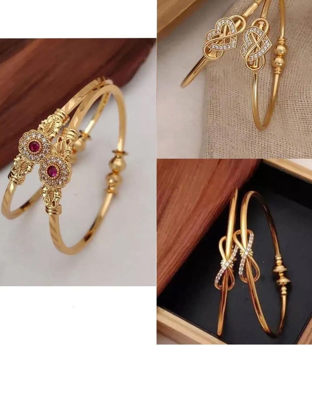Anouk Women Set Of 3 Gold-Plated Adjustable Kada Bangles - view 1