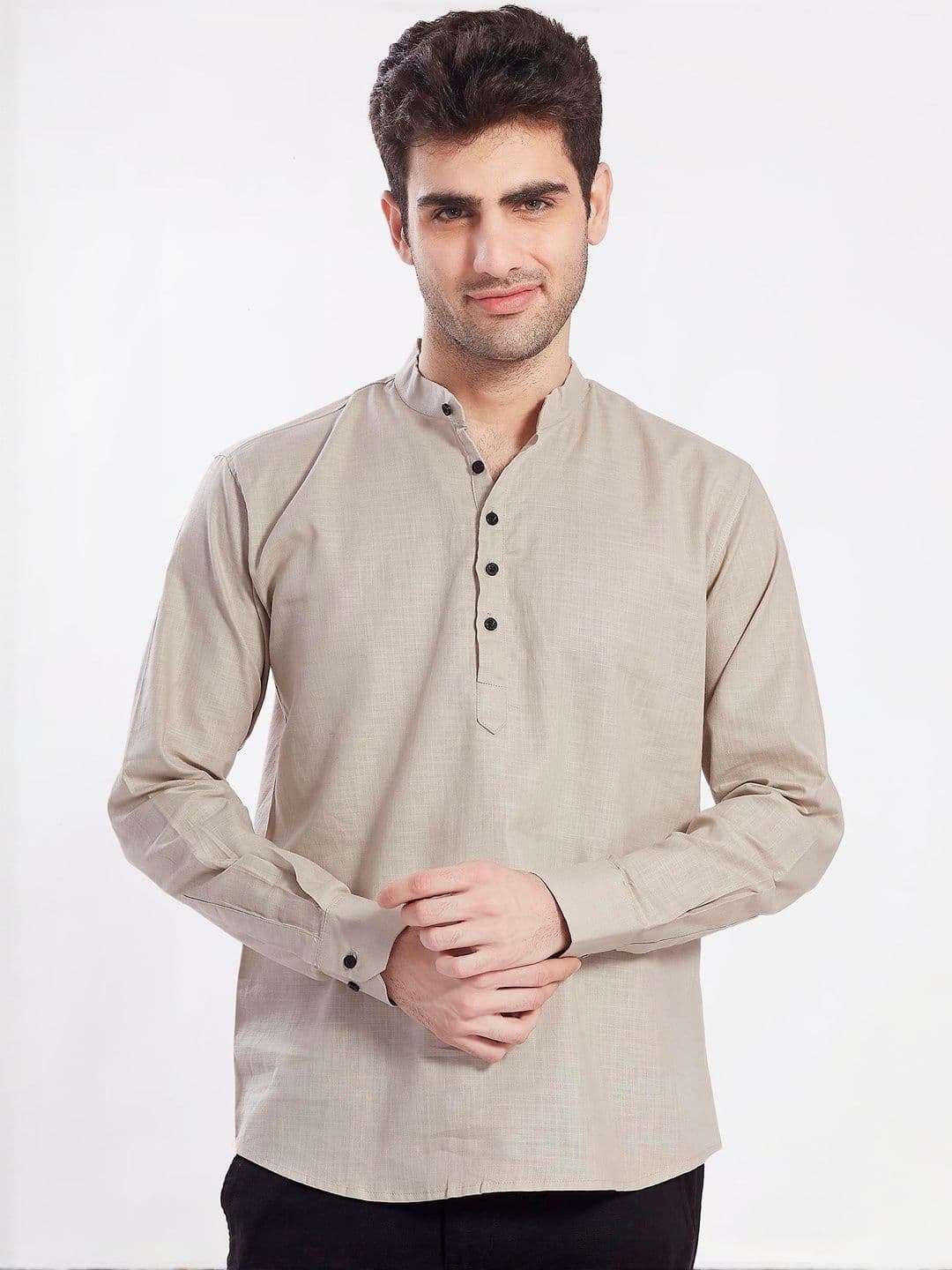 PulseIQ Men's Slim Fit Full Sleeves Cotton Short Kurta - view 1