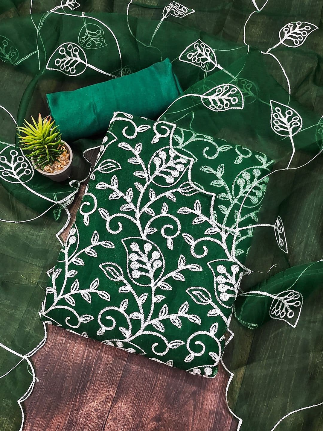 Rangtulika Ethnics Ethnic Motifs Embroidered Unstitched Dress Material - view 1