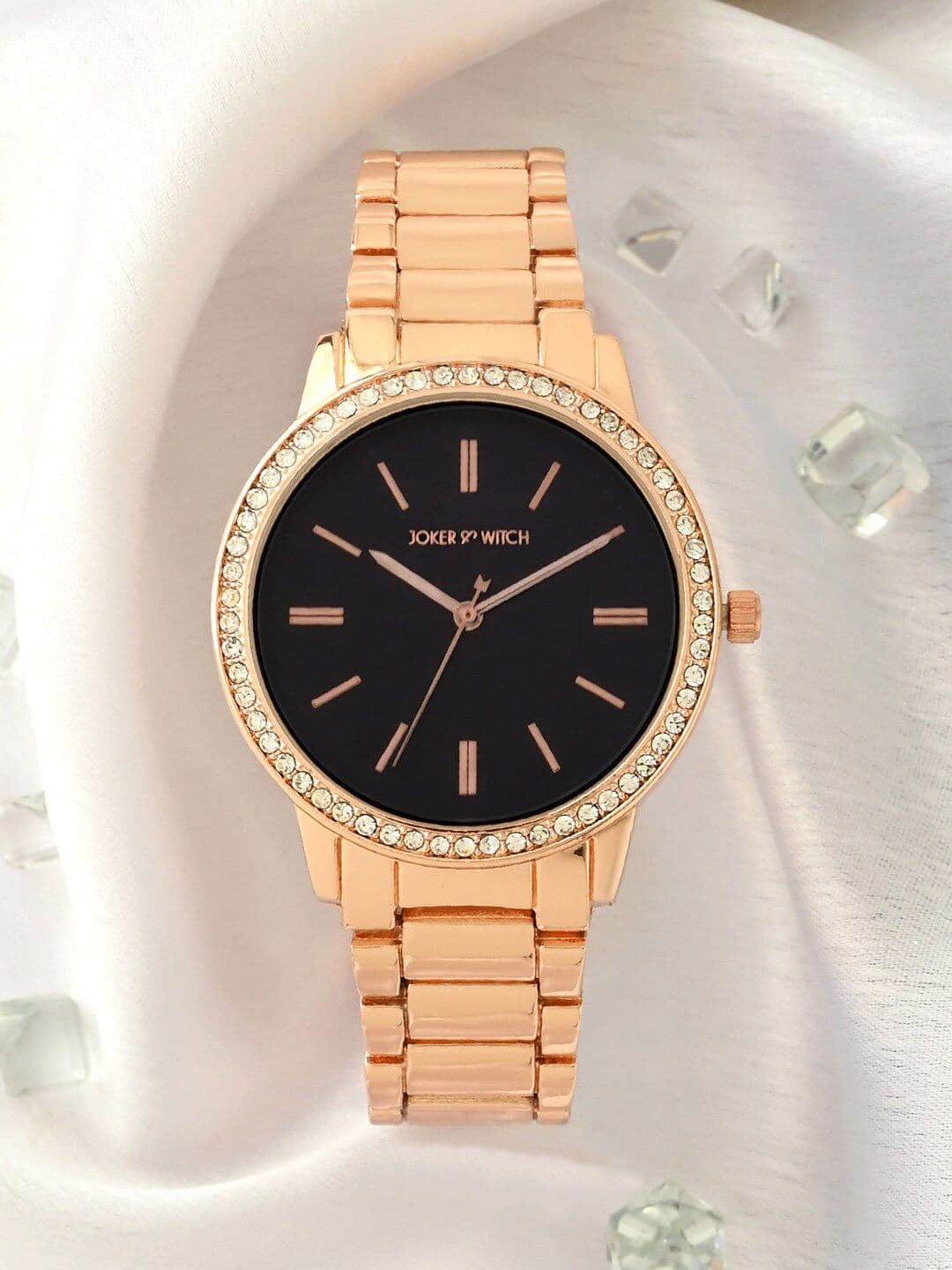 JOKER & WITCH Women Black Patterned Dial & Rose Gold Bracelet Style Analogue Watch AMWW655 - view 1